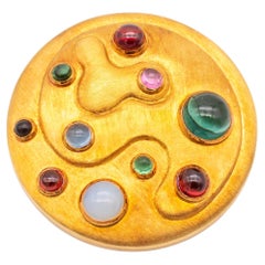 Burle Marx 1970 Brazil 18Kt Pendant Brooch 12.15 Cts in Natural Color Gemstones