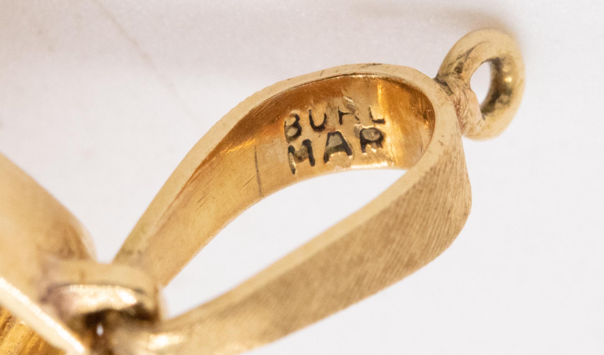 Women's or Men's Burle Marx 1970 Brazil Pear Shape Pendant in 18Kt Gold 15.67 Cts Pear Gemstone