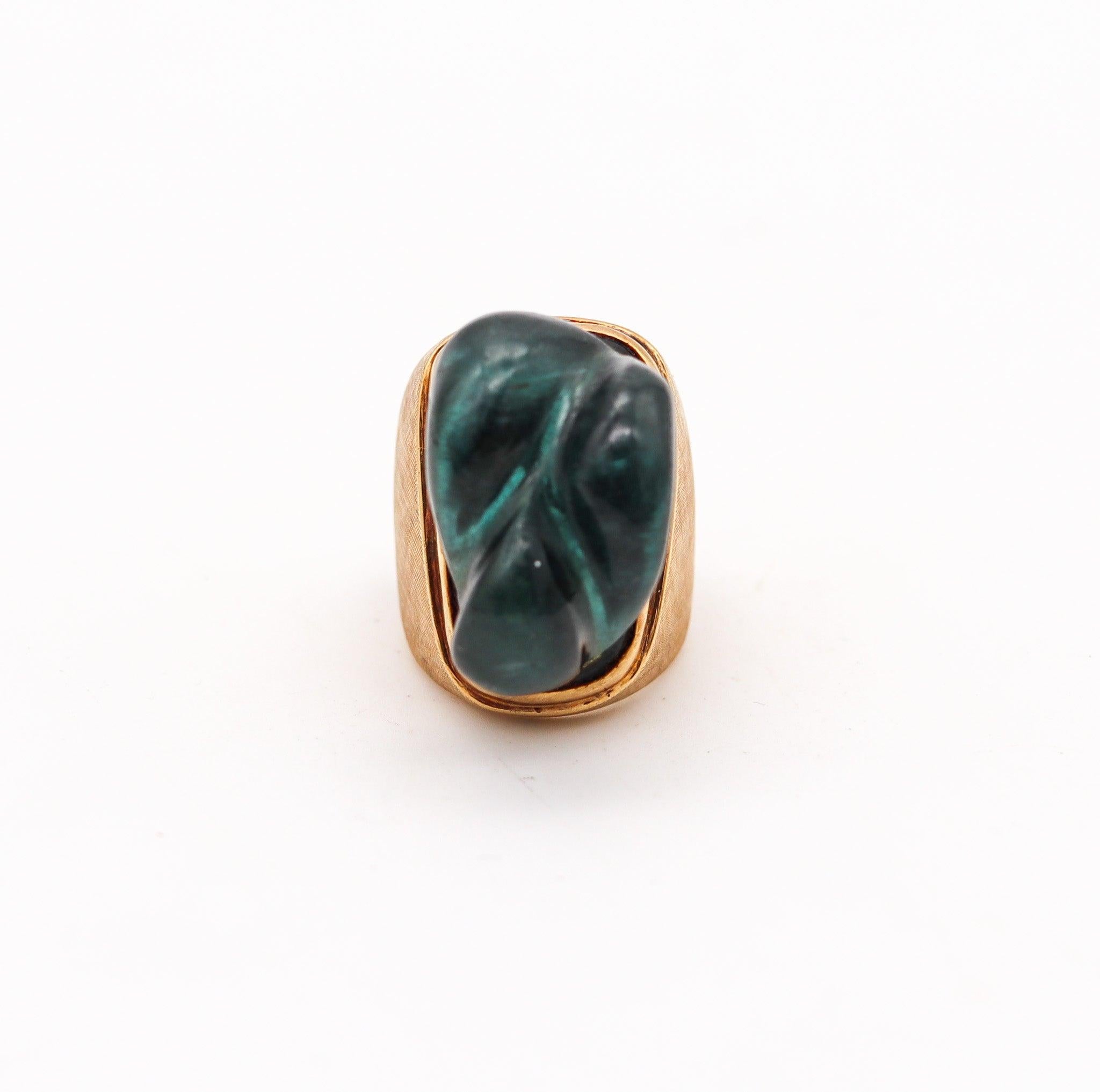 Modernist BURLE MARX 1970 Forma Livre Cocktail Ring  18Kt Gold With Blue Green Tourmaline