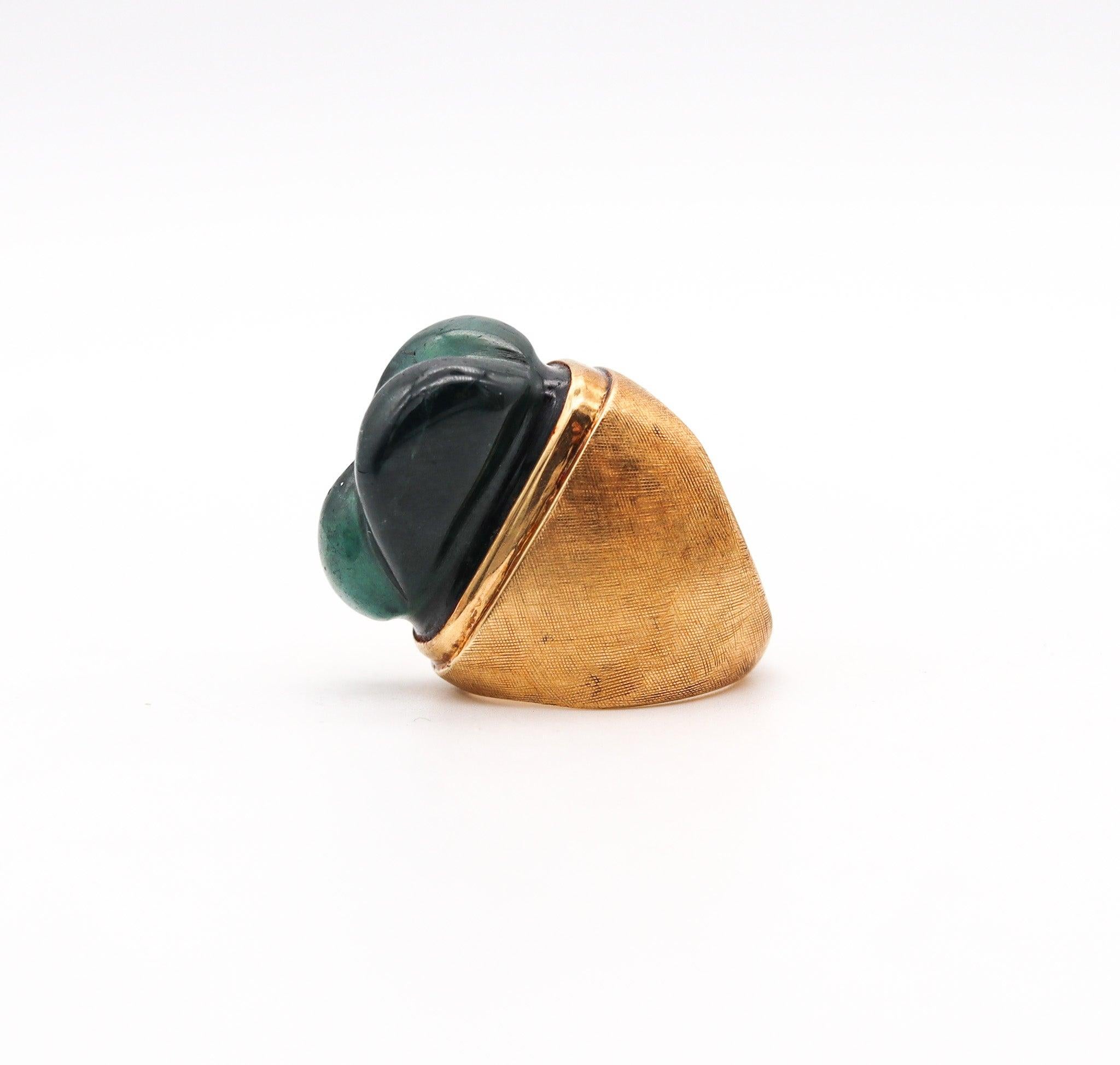 Cabochon BURLE MARX 1970 Forma Livre Cocktail Ring  18Kt Gold With Blue Green Tourmaline