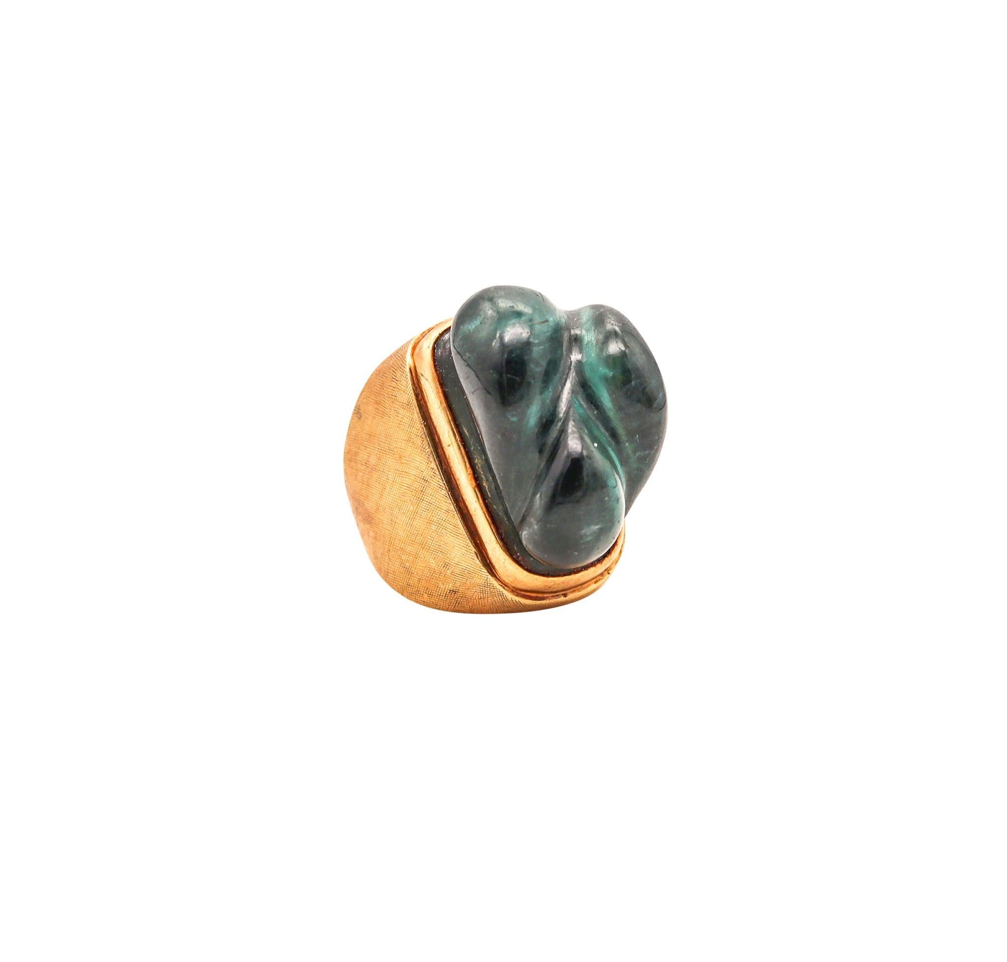 BURLE MARX 1970 Forma Livre Cocktail Ring  18Kt Gold With Blue Green Tourmaline 1