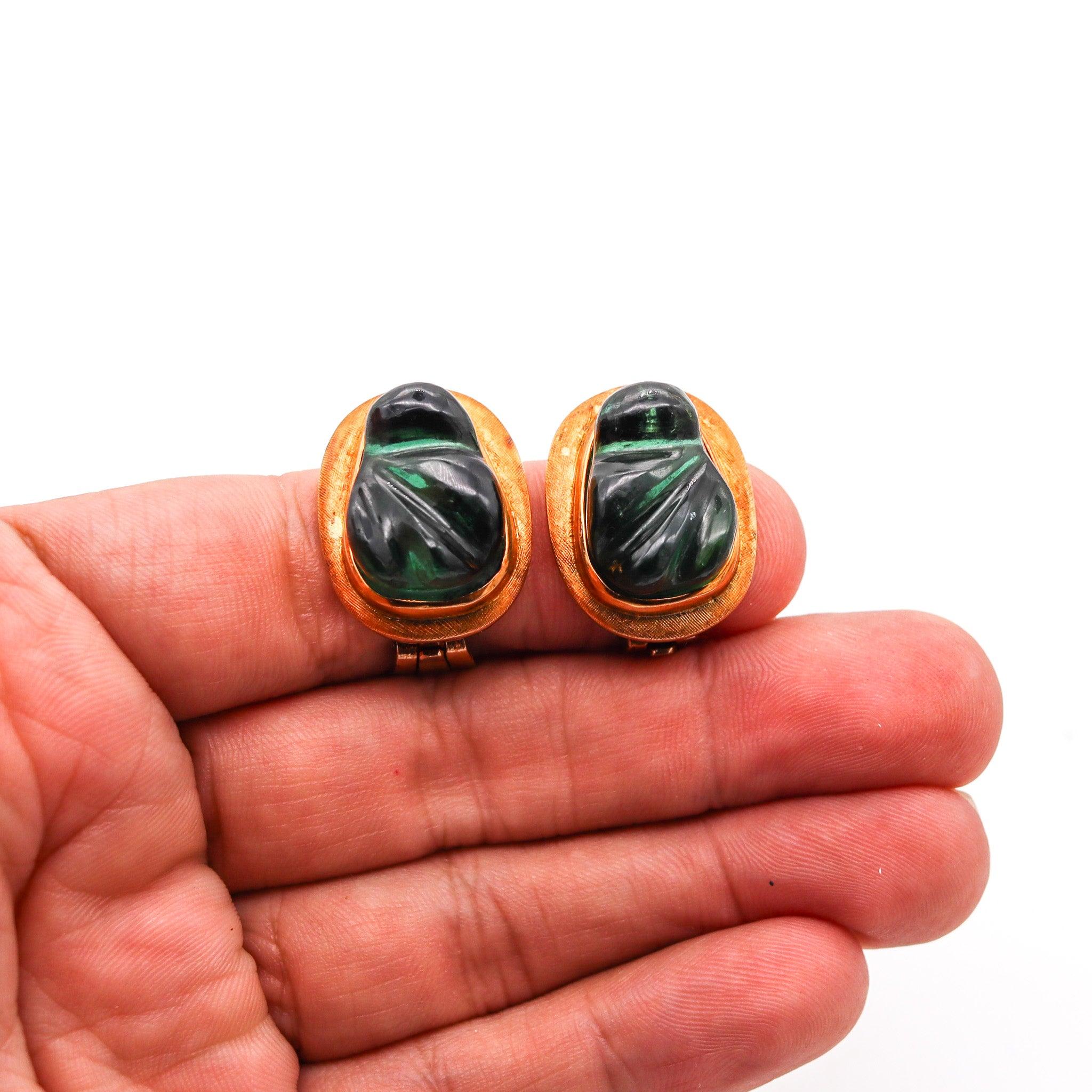 BURLE MARX 1970 Forma Livre Pair Of Clips Earrings In 18Kt Gold With Tourmalines 4