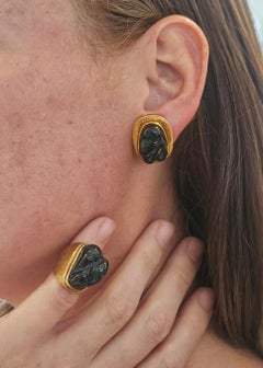 Burle Marx 1970 Forma Livre Paire de Boucles d'oreilles Clips en Or 18Kt avec Tourmalines
