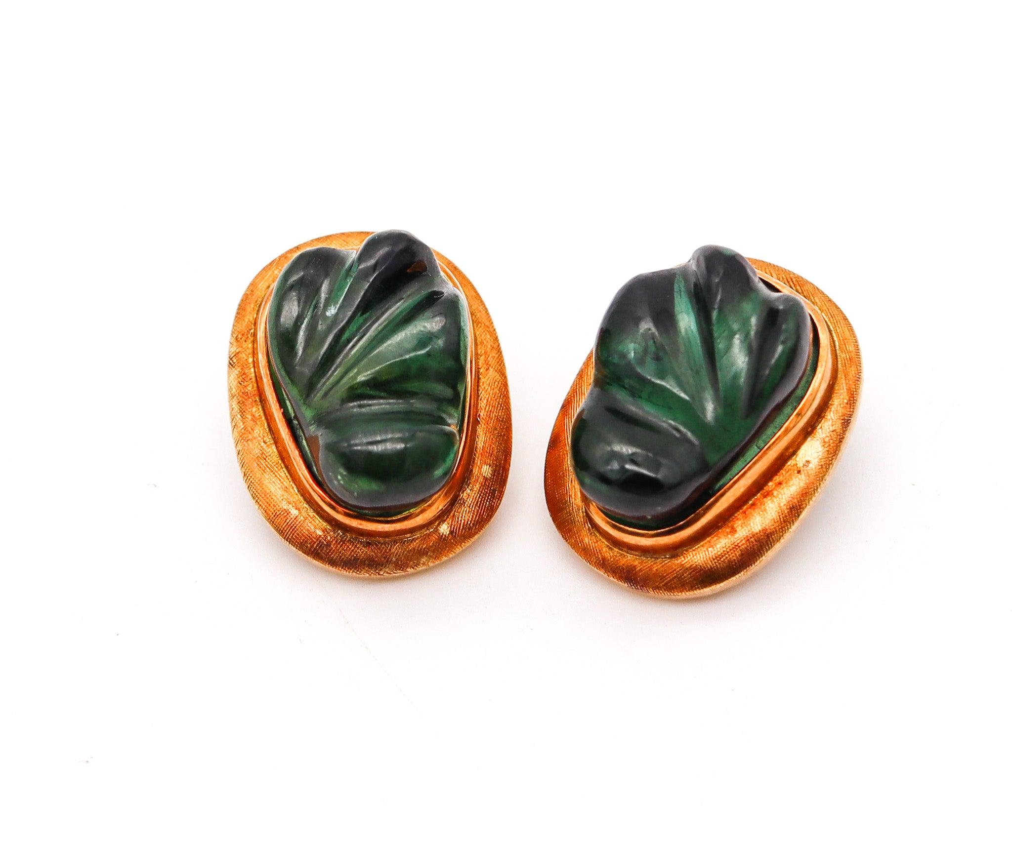 BURLE MARX 1970 Forma Livre Pair Of Clips Earrings In 18Kt Gold With Tourmalines In Excellent Condition In Miami, FL