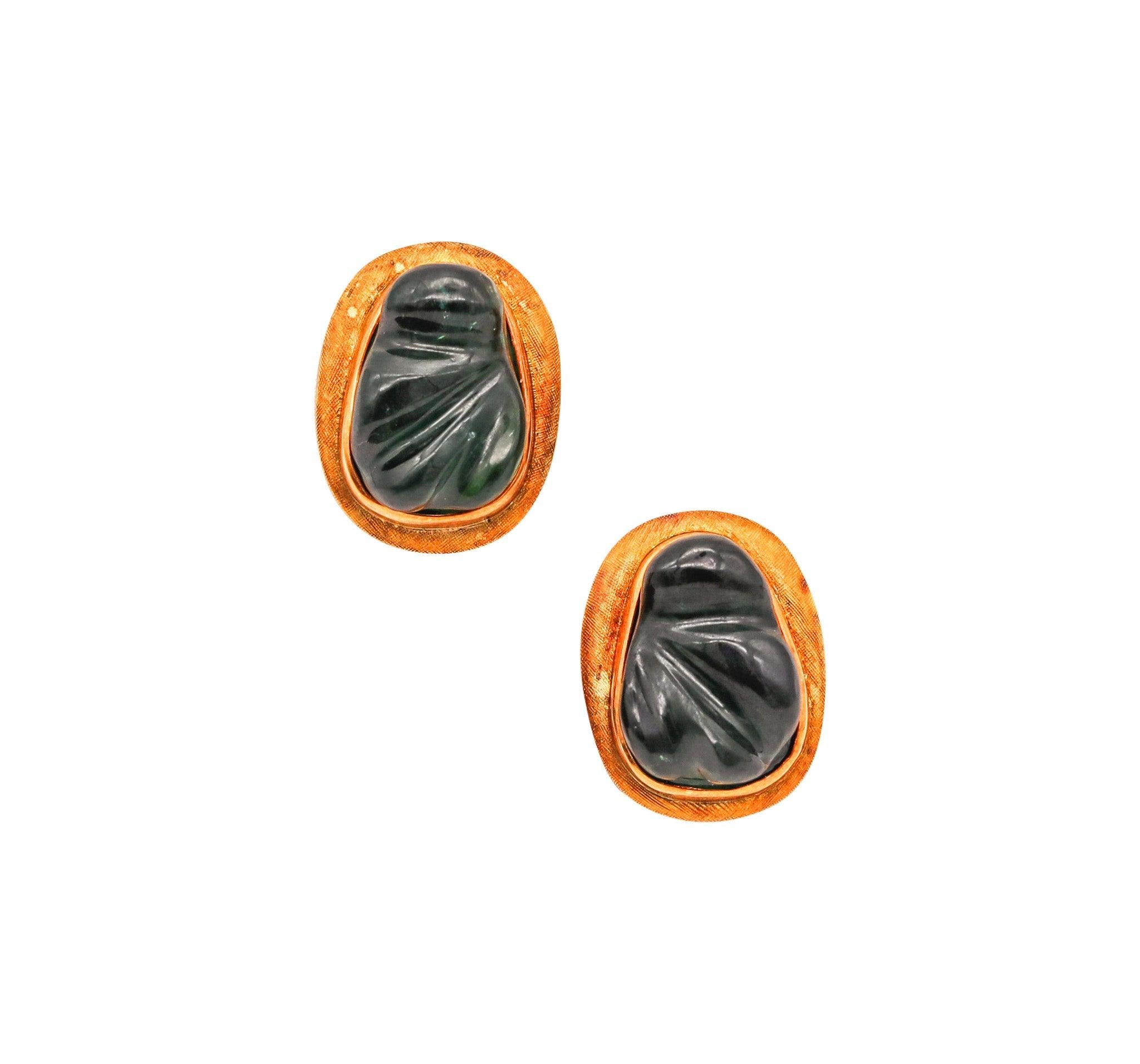 BURLE MARX 1970 Forma Livre Pair Of Clips Earrings In 18Kt Gold With Tourmalines 1