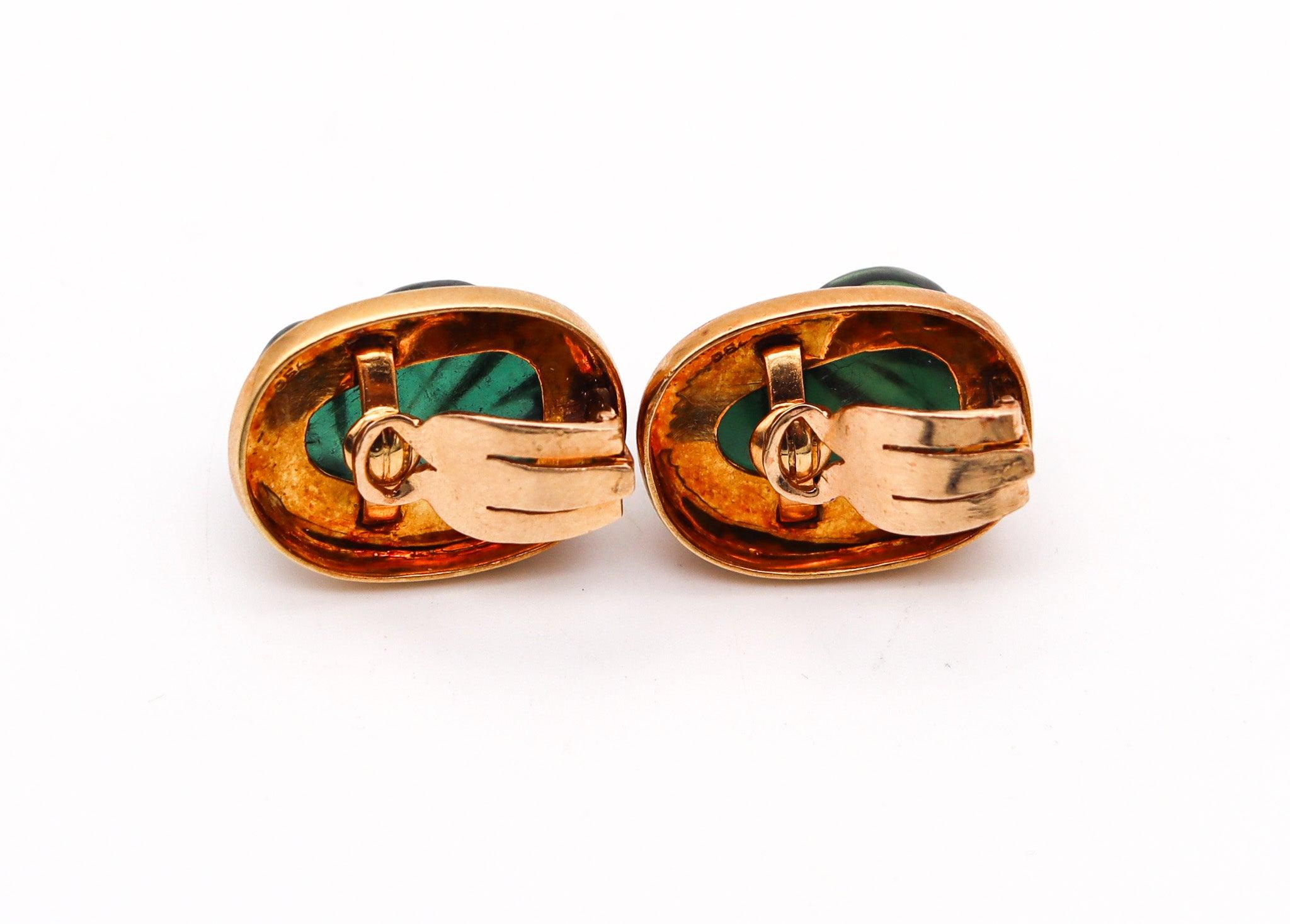 BURLE MARX 1970 Forma Livre Pair Of Clips Earrings In 18Kt Gold With Tourmalines 2
