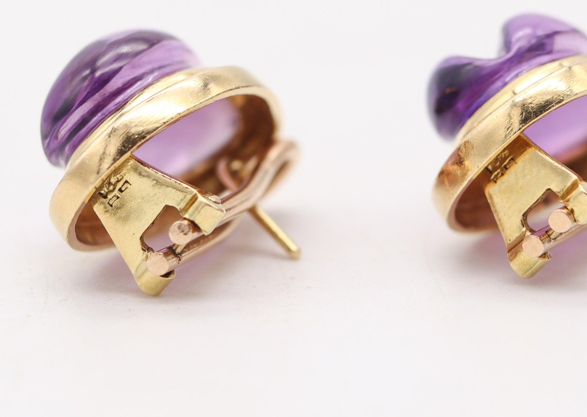 Burle Marx 1970 Forma Livre Paire de Boucles d'oreilles en Or 18Kt avec Améthystes violettes Pour femmes en vente