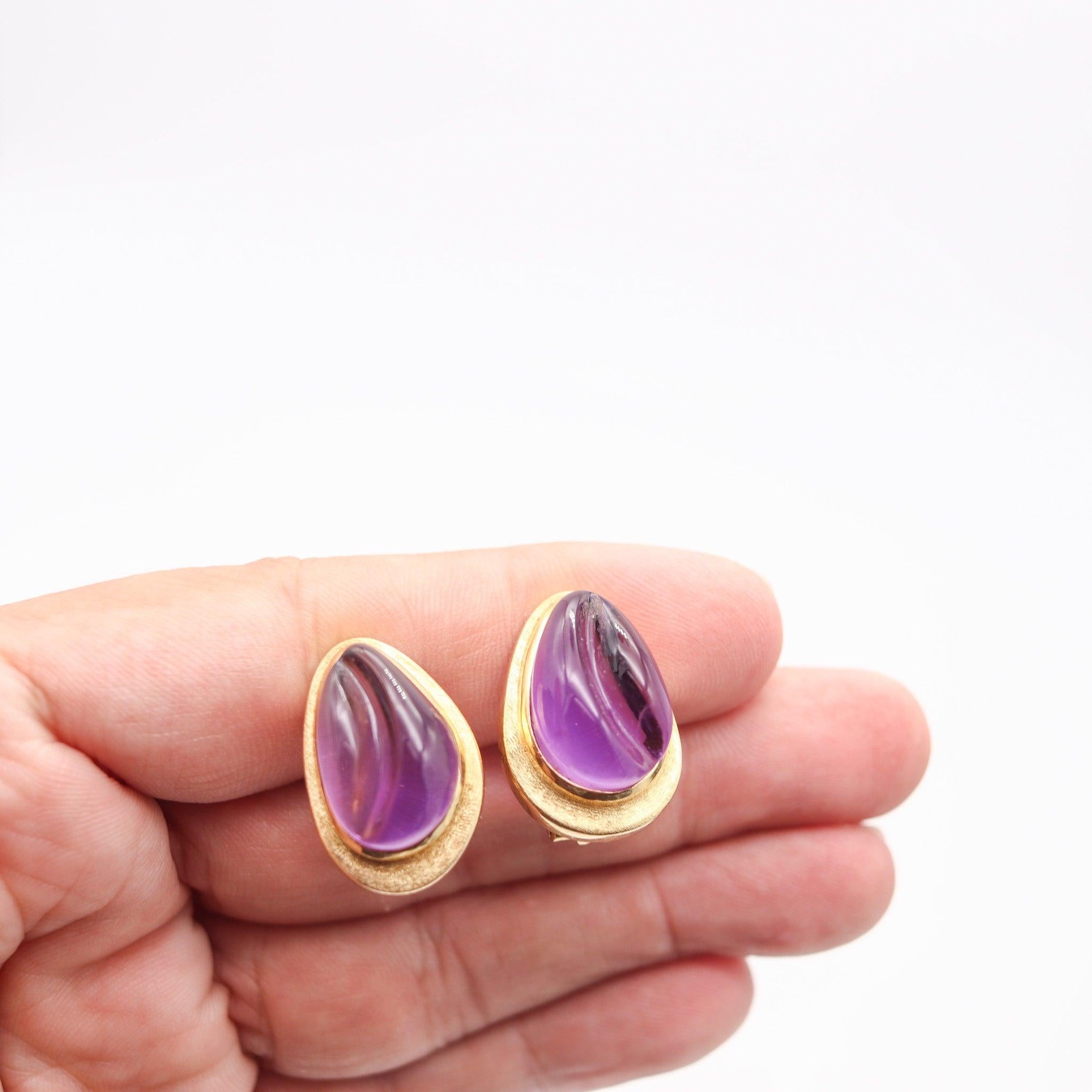 Burle Marx 1970 Forma Livre Paire de Boucles d'oreilles en Or 18Kt avec Améthystes violettes en vente 1