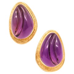 Burle Marx 1970 Forma Livre Paire de Boucles d'oreilles en Or 18Kt avec Améthystes violettes