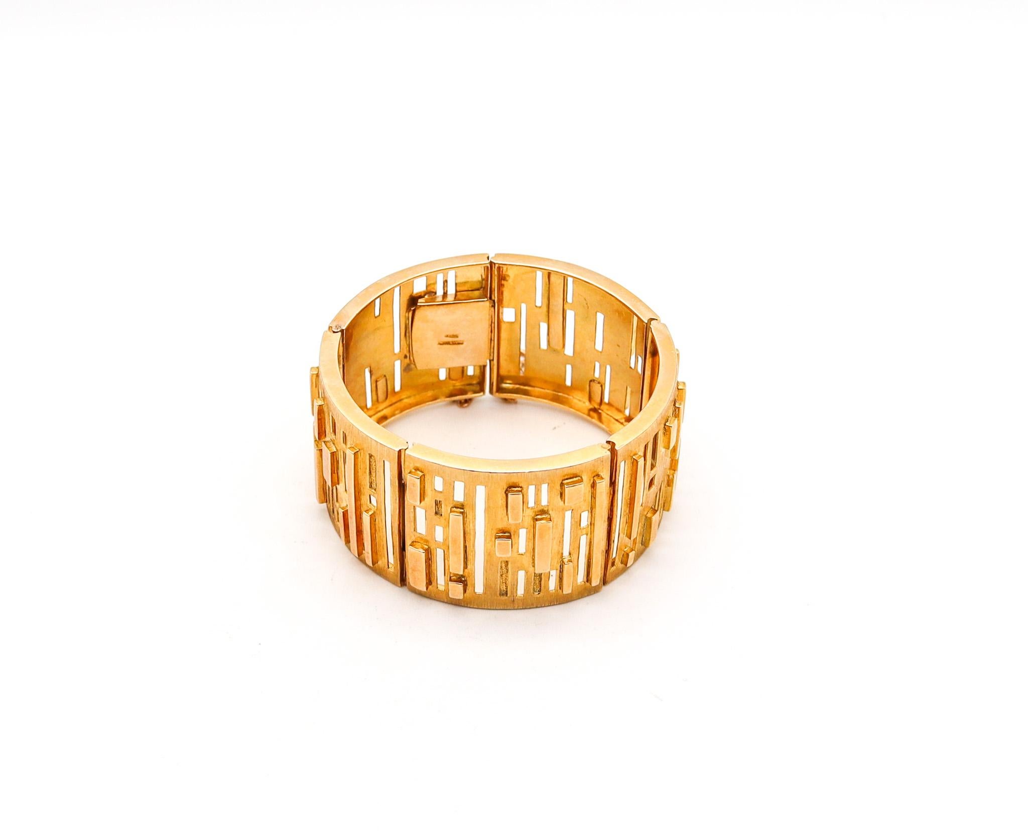 Modernist Burle Marx 1970 Geometric Concretism Art Bracelet In Solid 18Kt Yellow Gold