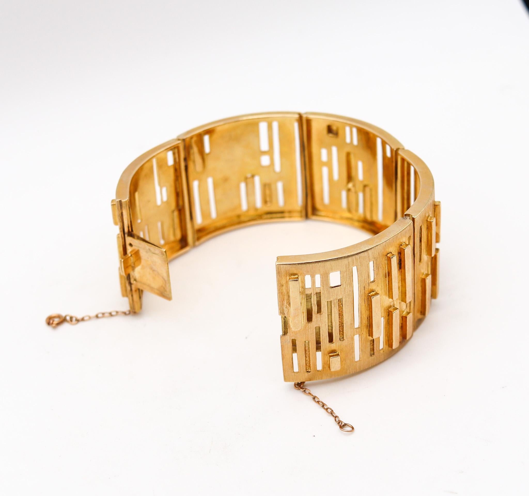 Women's Burle Marx 1970 Geometric Concretism Art Bracelet In Solid 18Kt Yellow Gold