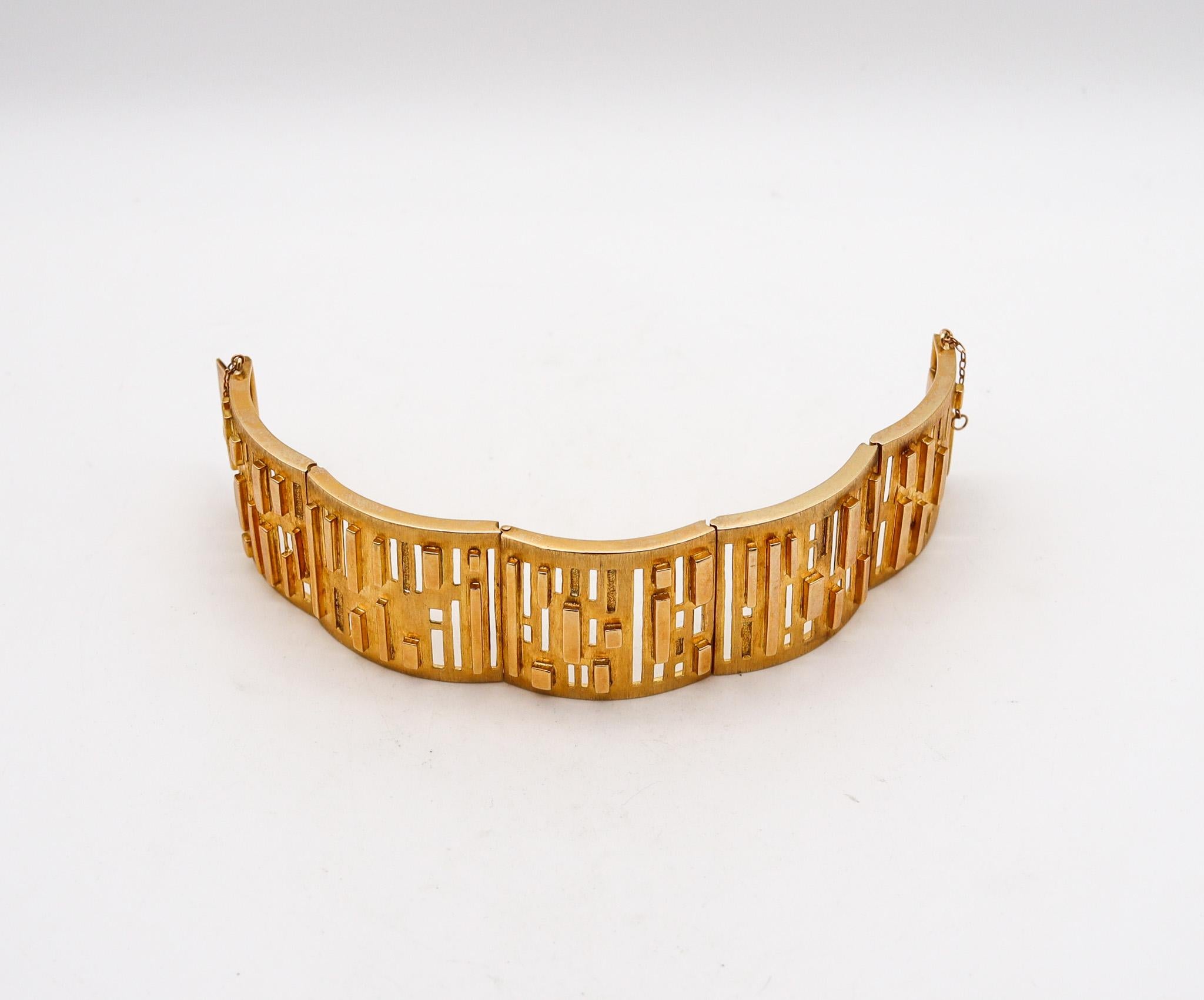 Burle Marx 1970 Geometric Concretism Art Bracelet In Solid 18Kt Yellow Gold 1