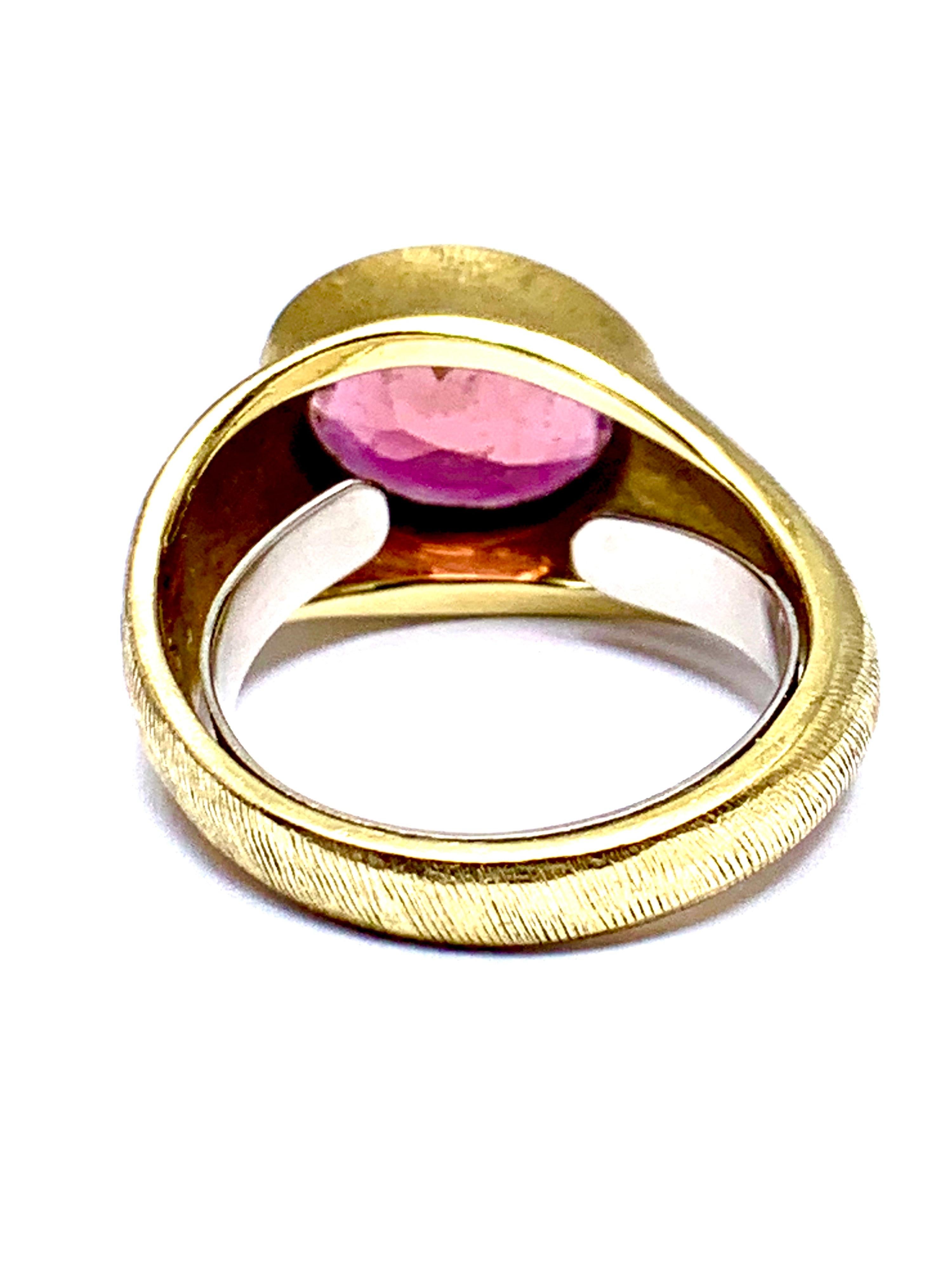 Burle Marx 3.57 Carat Faceted Oval Pink Tourmaline and 18 Karat Yellow Gold Ring 1
