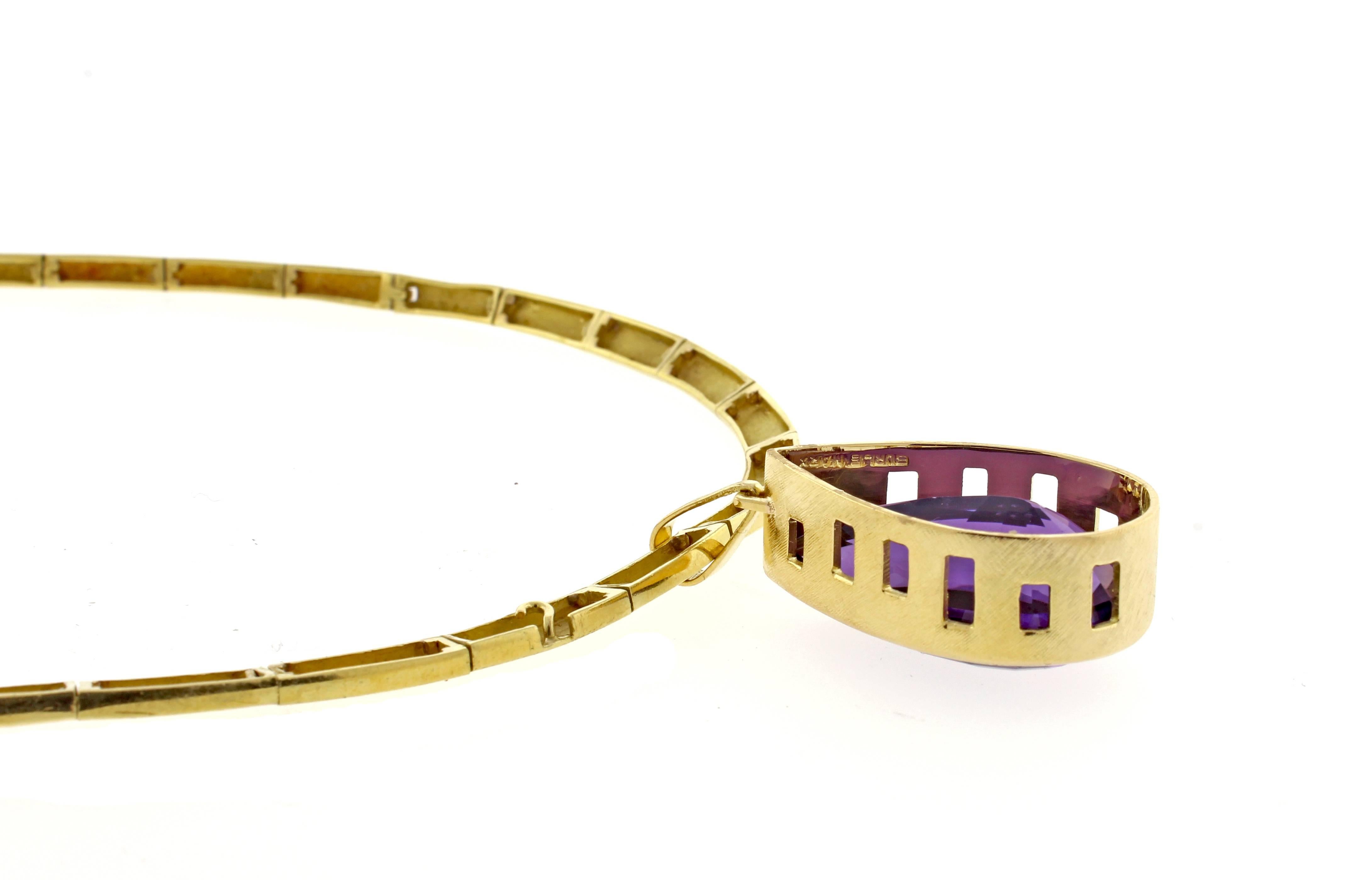 Modernist Burle Marx Amethyst Gold Necklace