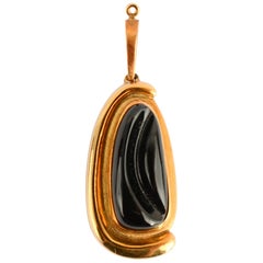 Vintage Burle Marx Black Tourmaline Gold Pendant