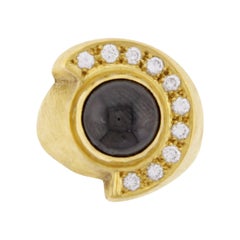 Vintage Burle Marx Black Tourmeline and Diamond Ring