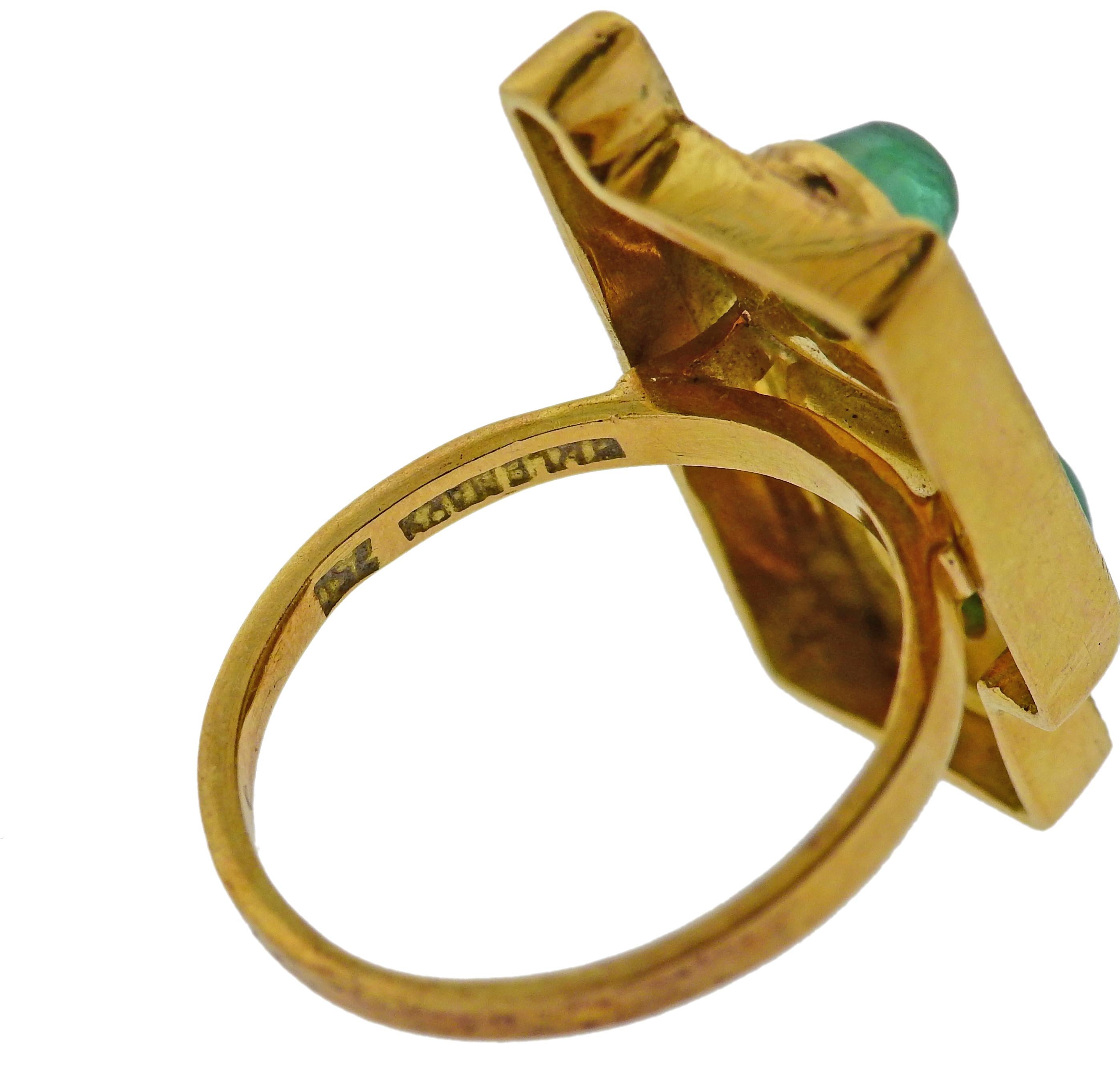 Women's or Men's Burle Marx Emerald Gold Ring