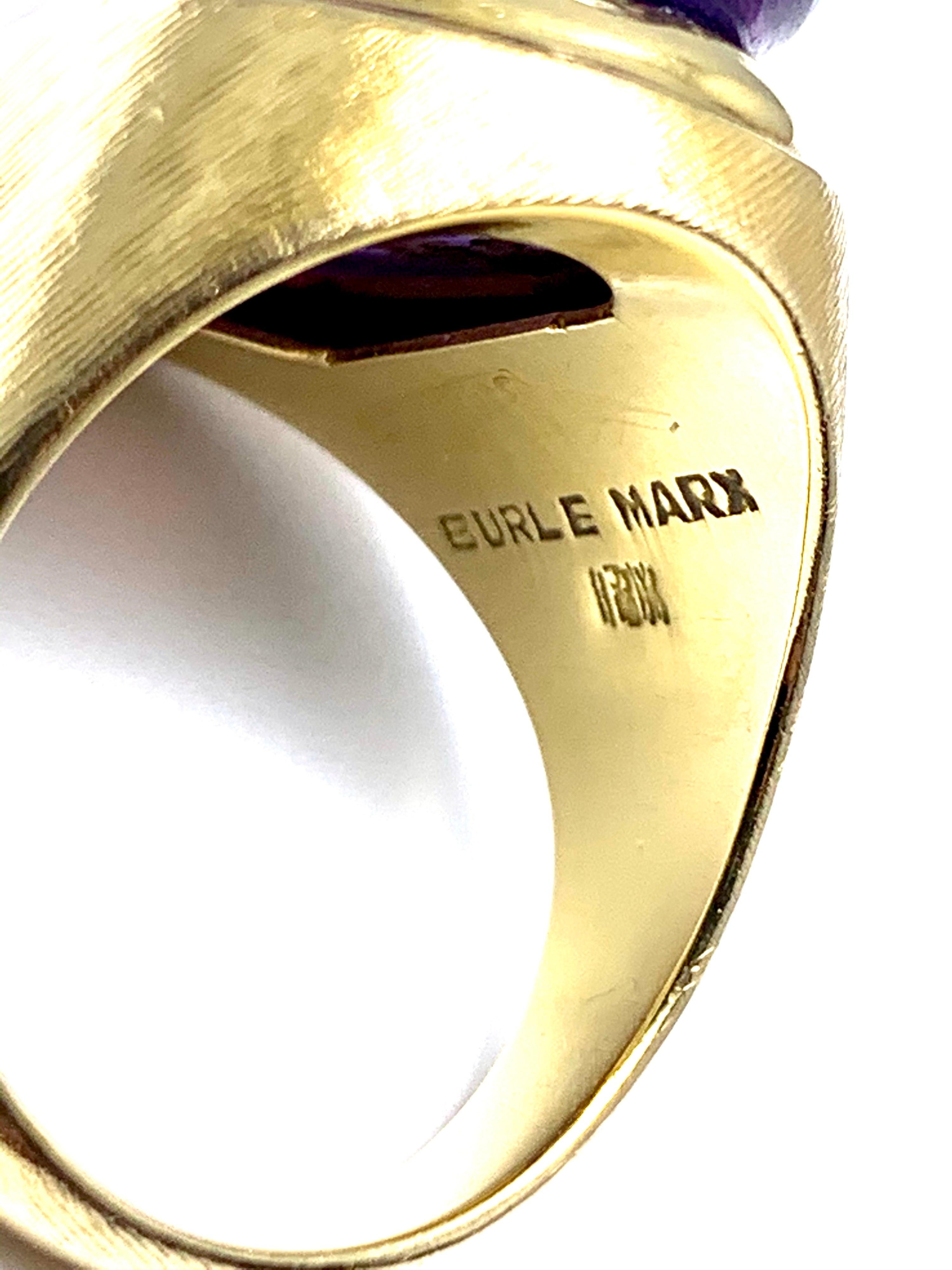 Retro Burle Marx Forma Livre 11.38 Carat Custom Cut Amethyst and 18 Karat Yellow Gold 