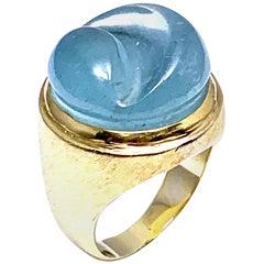 Burle Marx Forma Livre 12.60 Carat Custom Cut Aquamarine and Yellow Gold Ring