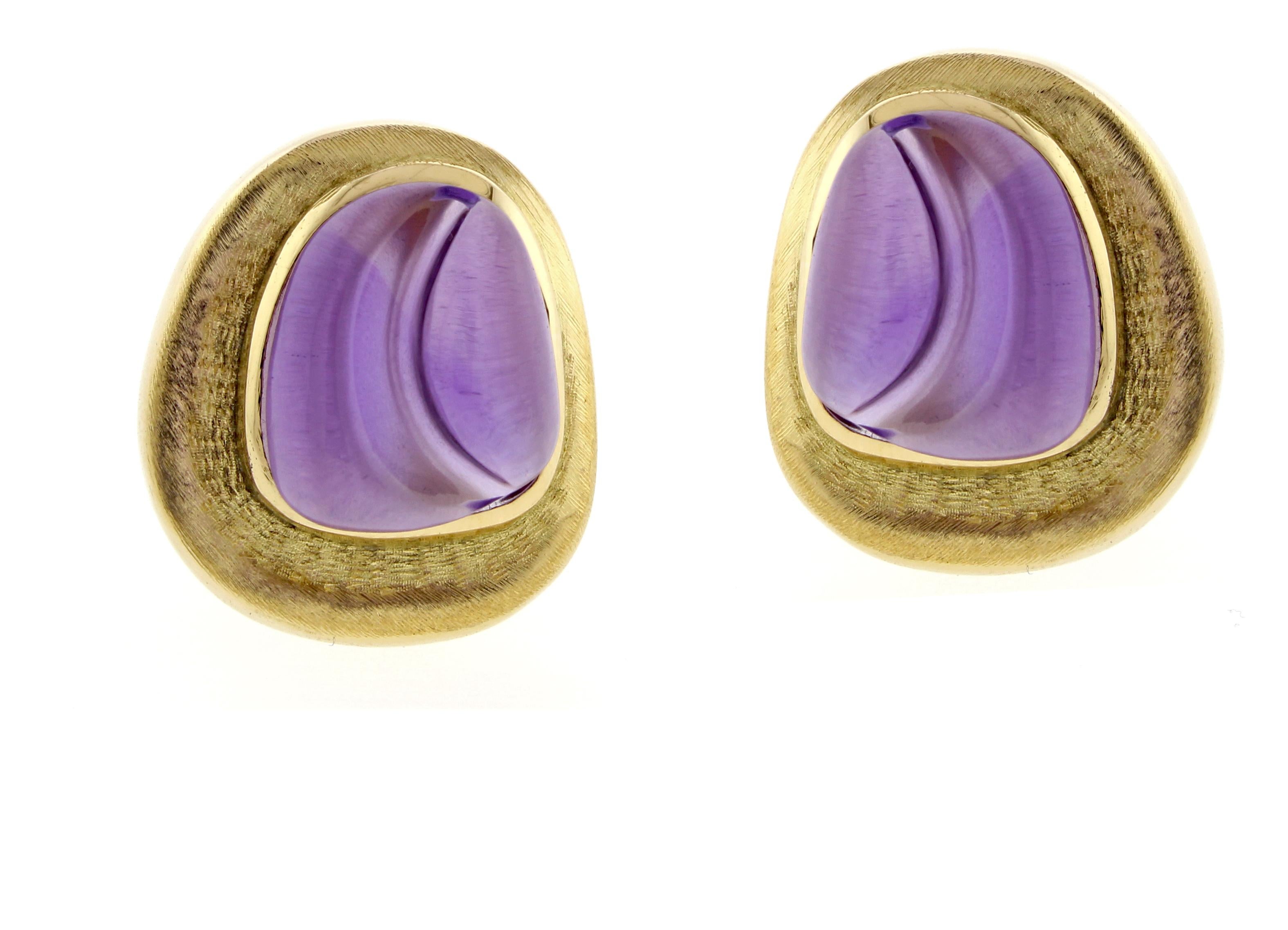 Burle Marx Forma Livre Carved Amethyst Earring In Excellent Condition In Bethesda, MD