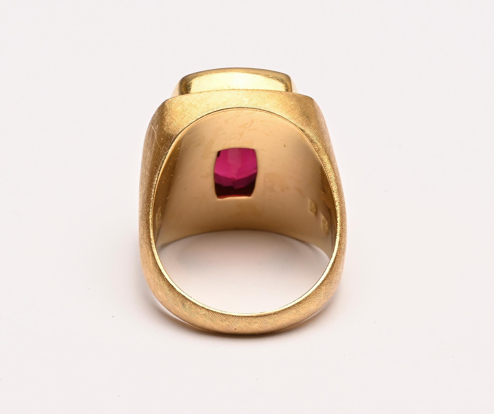 Cushion Cut Burle Marx Large Rubelite Ring For Sale