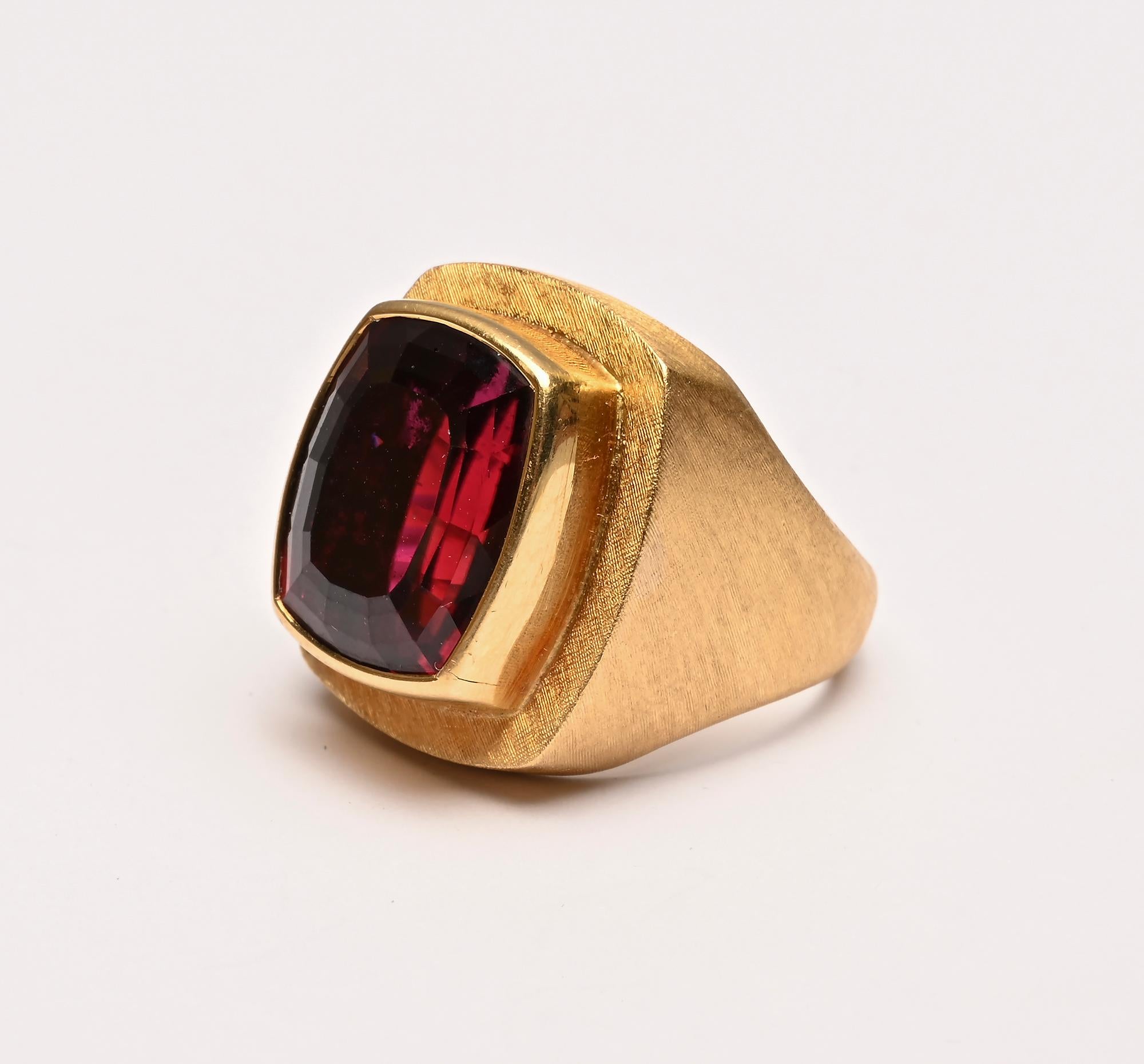 Modern Burle Marx Large Rubelite Ring