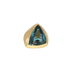 Anello vistoso Burle Marx in oro giallo 18 carati con topazio blu di Londra, con certificato GIA