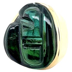 Burle Marx, bague cocktail moderne abstraite sculptée en tourmaline et or jaune 18 carats