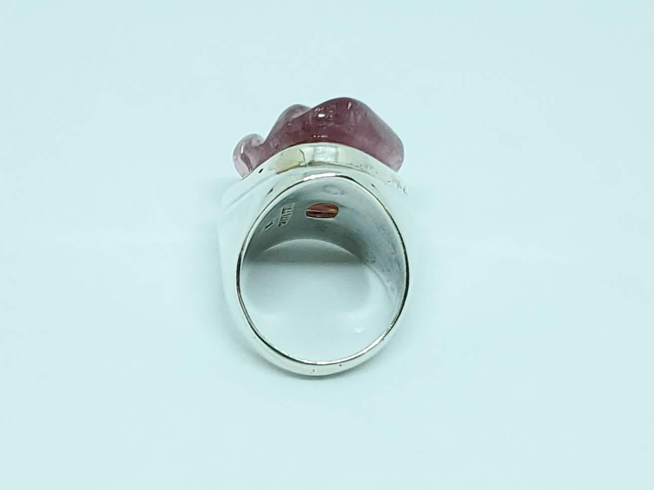 Burle Marx Sterling Silver Freeform 'Forma Livre' Tourmaline Ring In Good Condition For Sale In Woodway, TX