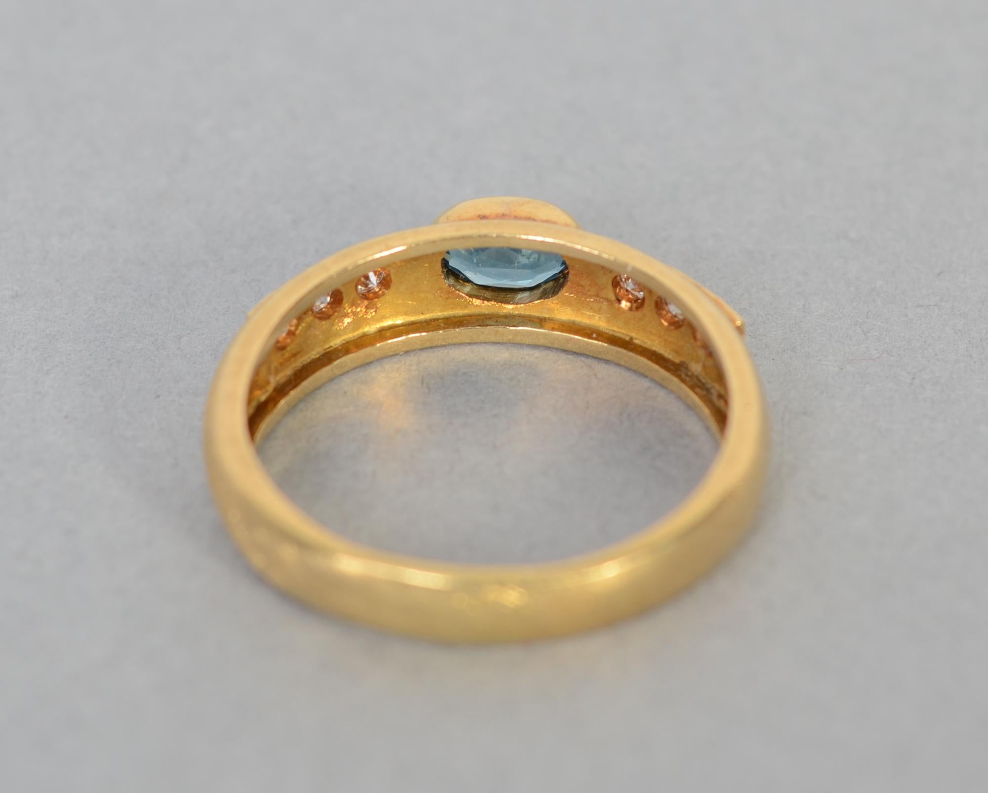 Burle Marx Blue Topaz Gold Ring In Excellent Condition In Darnestown, MD