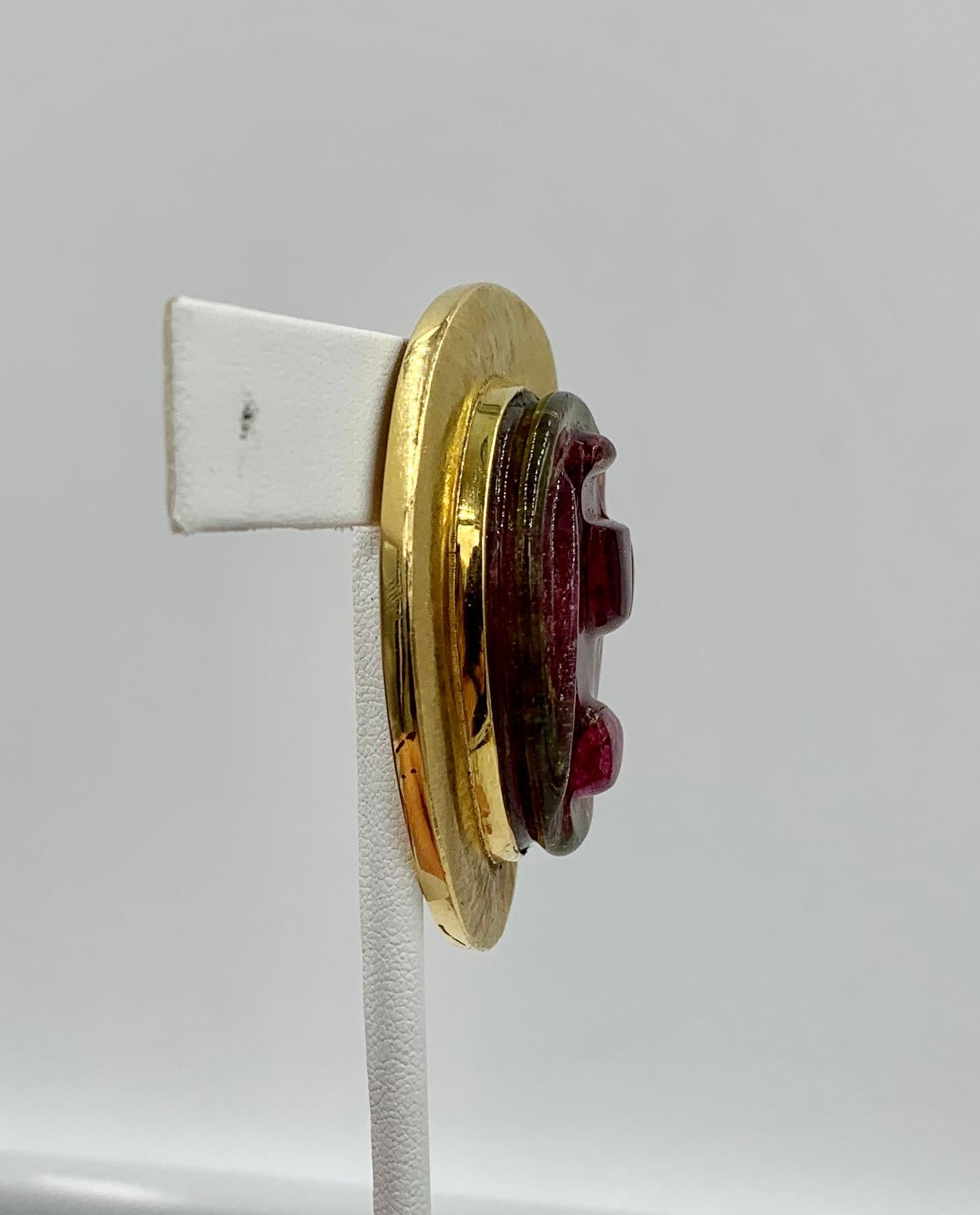 Burle Marx Watermelon Tourmaline 18 Karat Gold Brooch Signed Mid-Century Modern 2