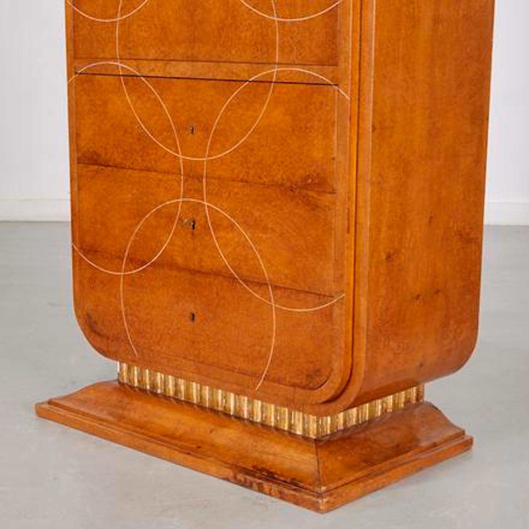 French Burled Amboyna  Art Deco Period Secretary Cabinet Attributed To Rene Herbst