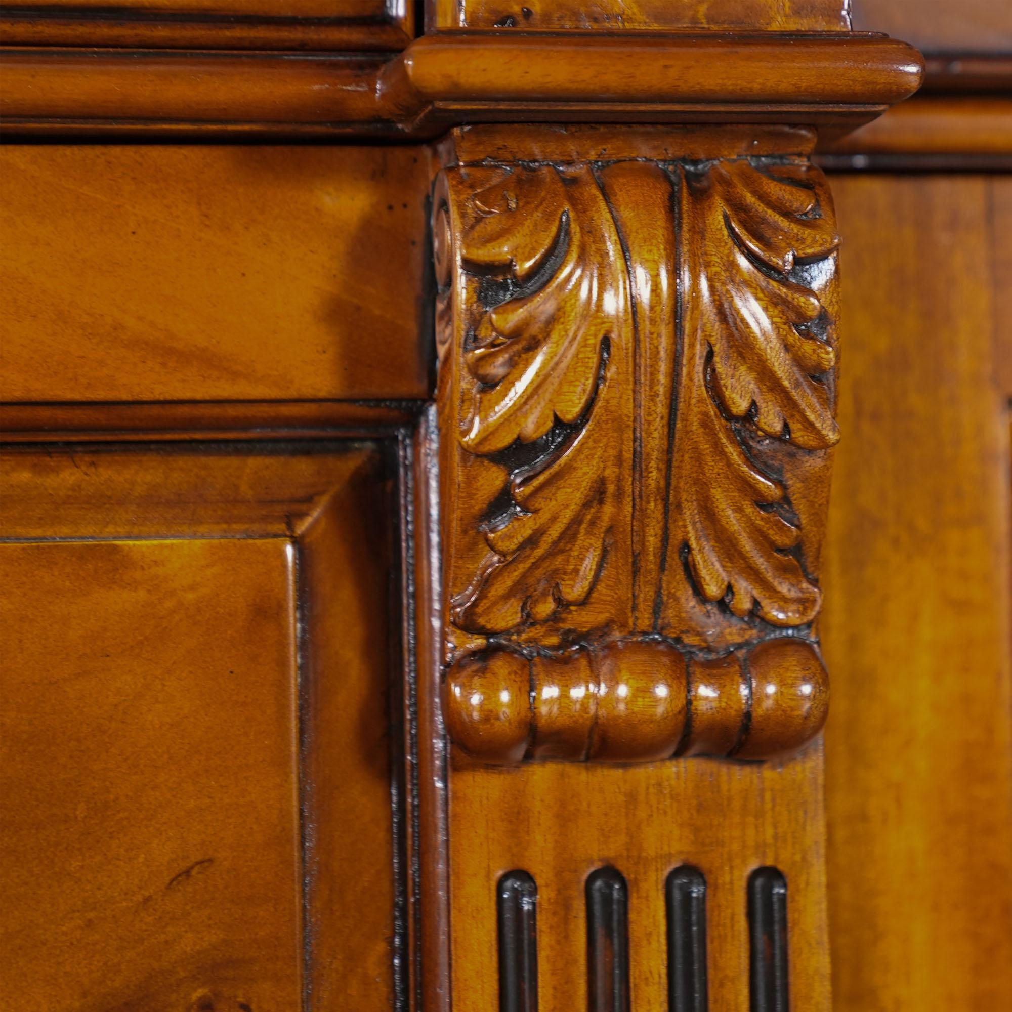 Glass Burled Breakfront For Sale