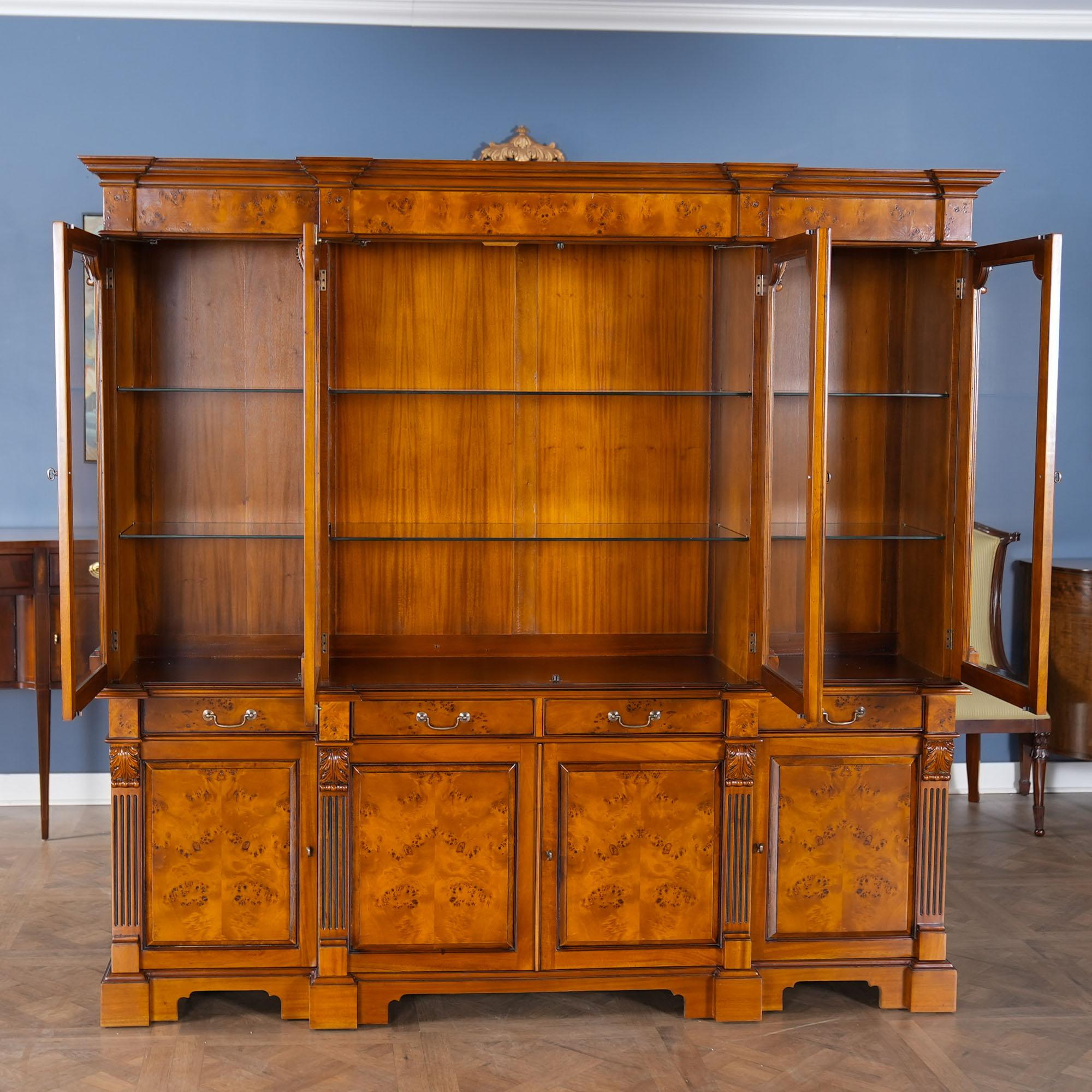 Chippendale Burled Breakfront For Sale
