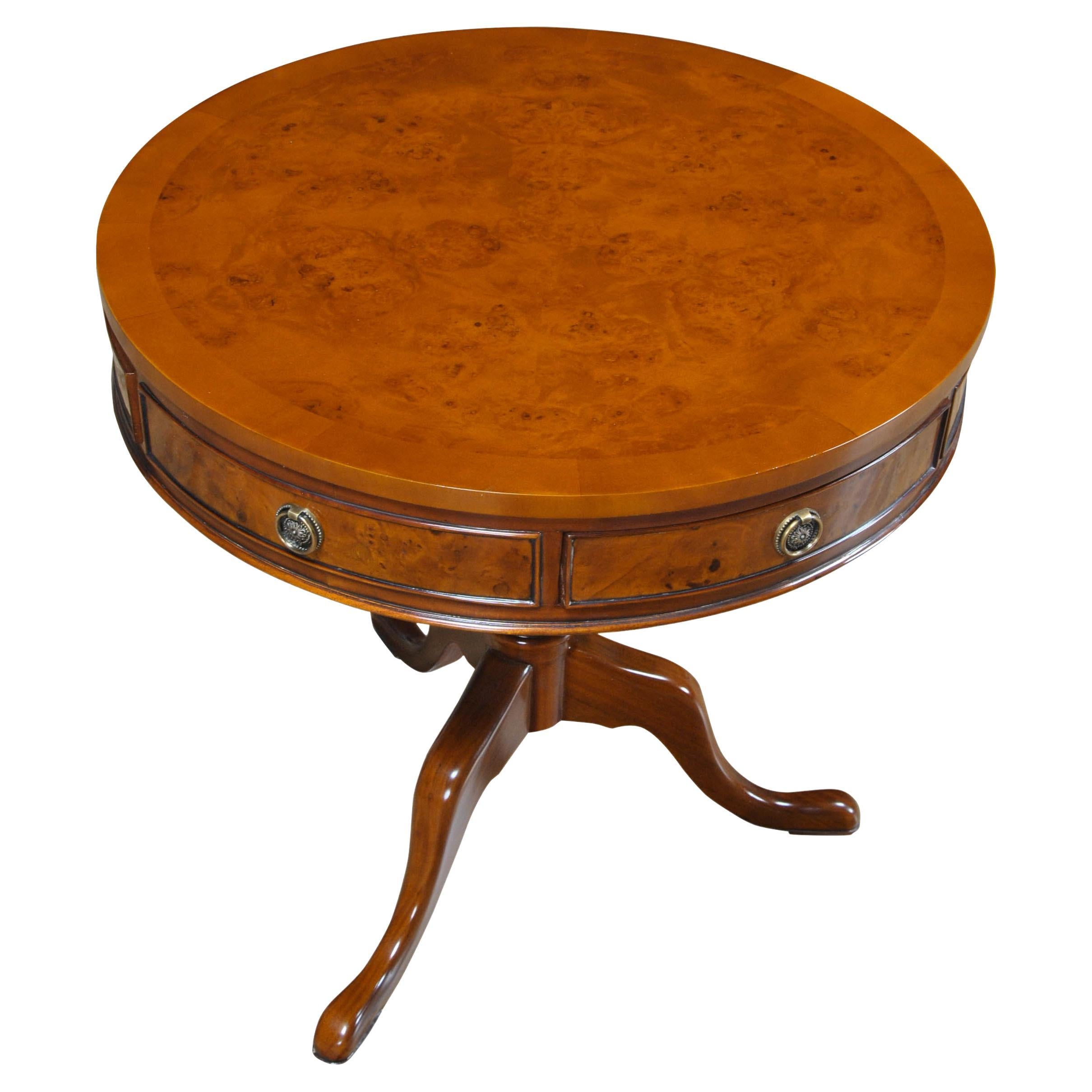 Burled Drum Table For Sale