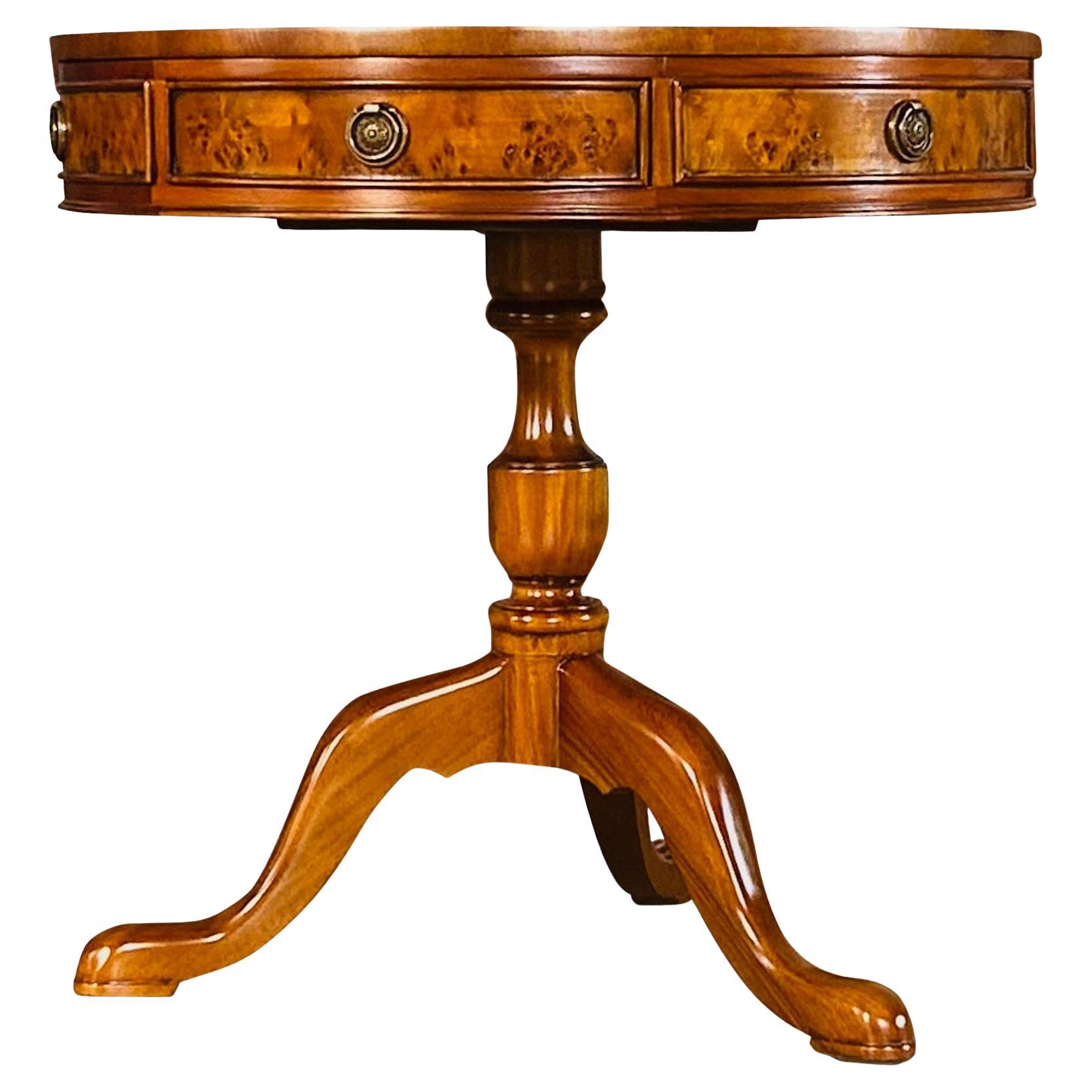Burled Drum Table