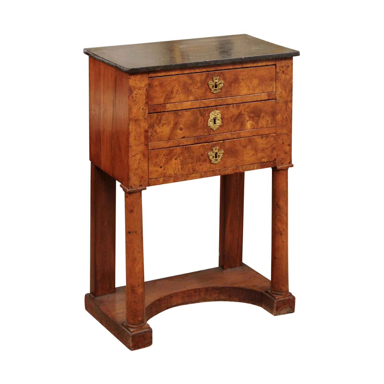 Burled Elm Empire Bedside Commode, Early 19th Century