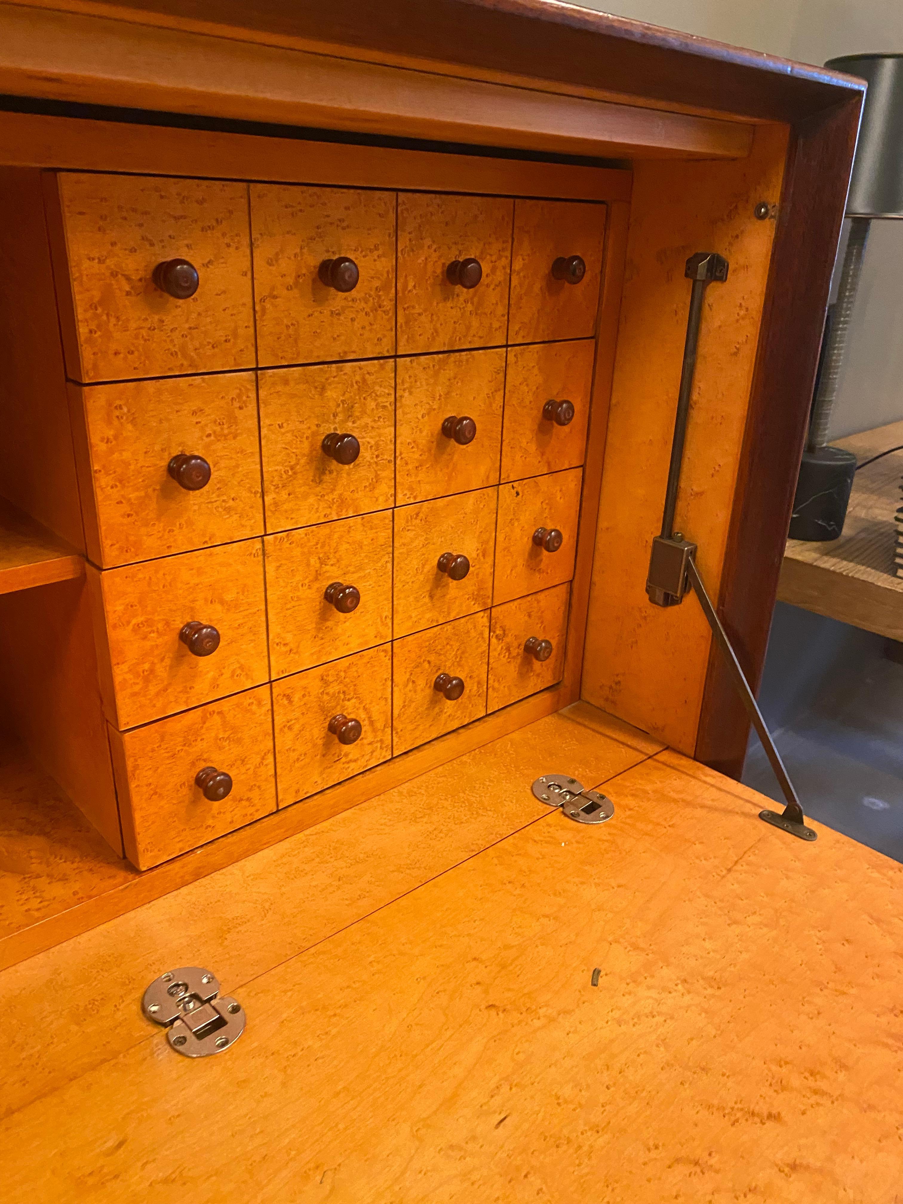 Burled Maple Cabinet Secretary with Drawers / Flat File, USA, 1960's For Sale 2
