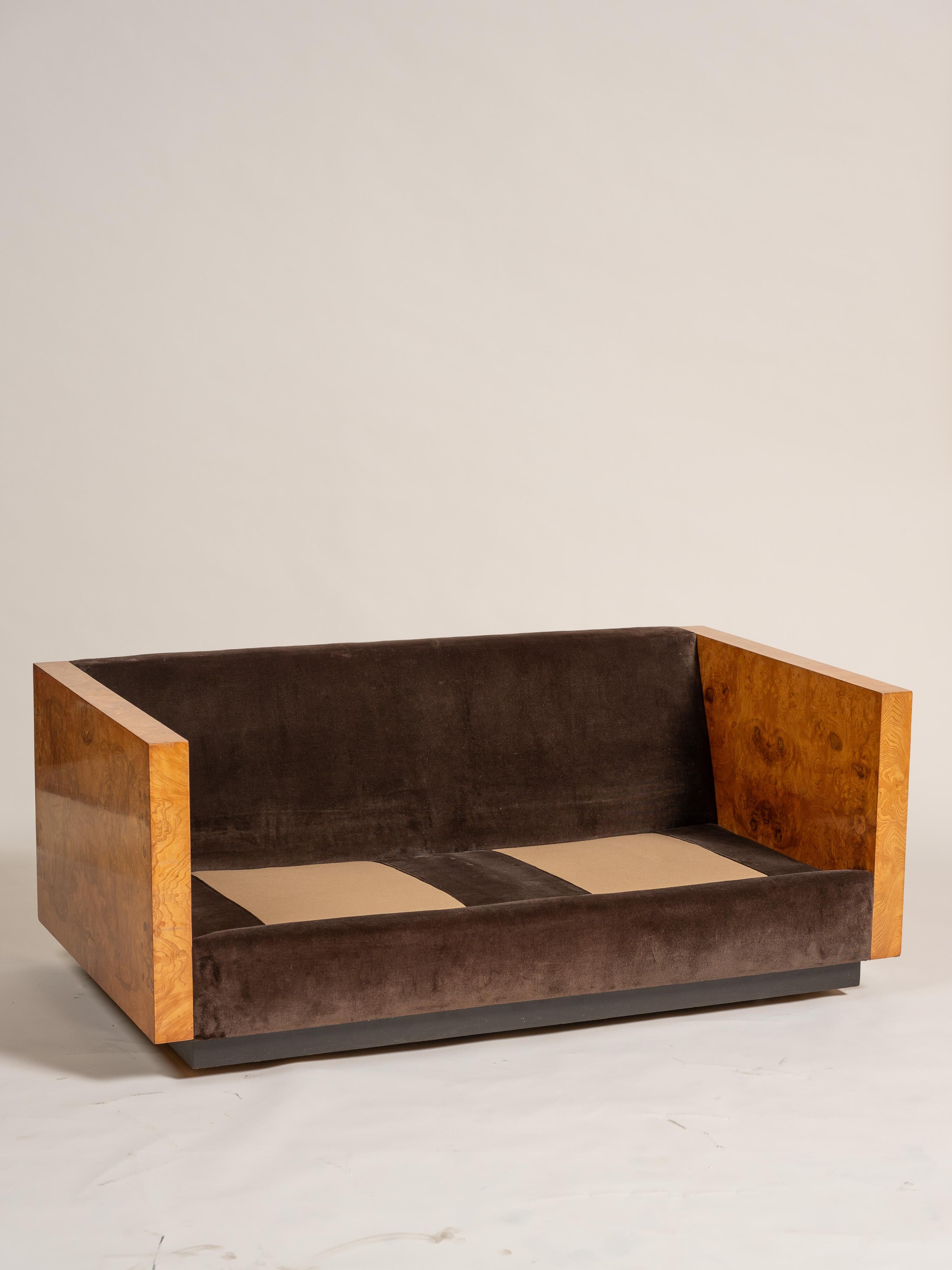 Causeuse en olivier taillé par Milo Baughman pour Thayer Coggin, États-Unis 4