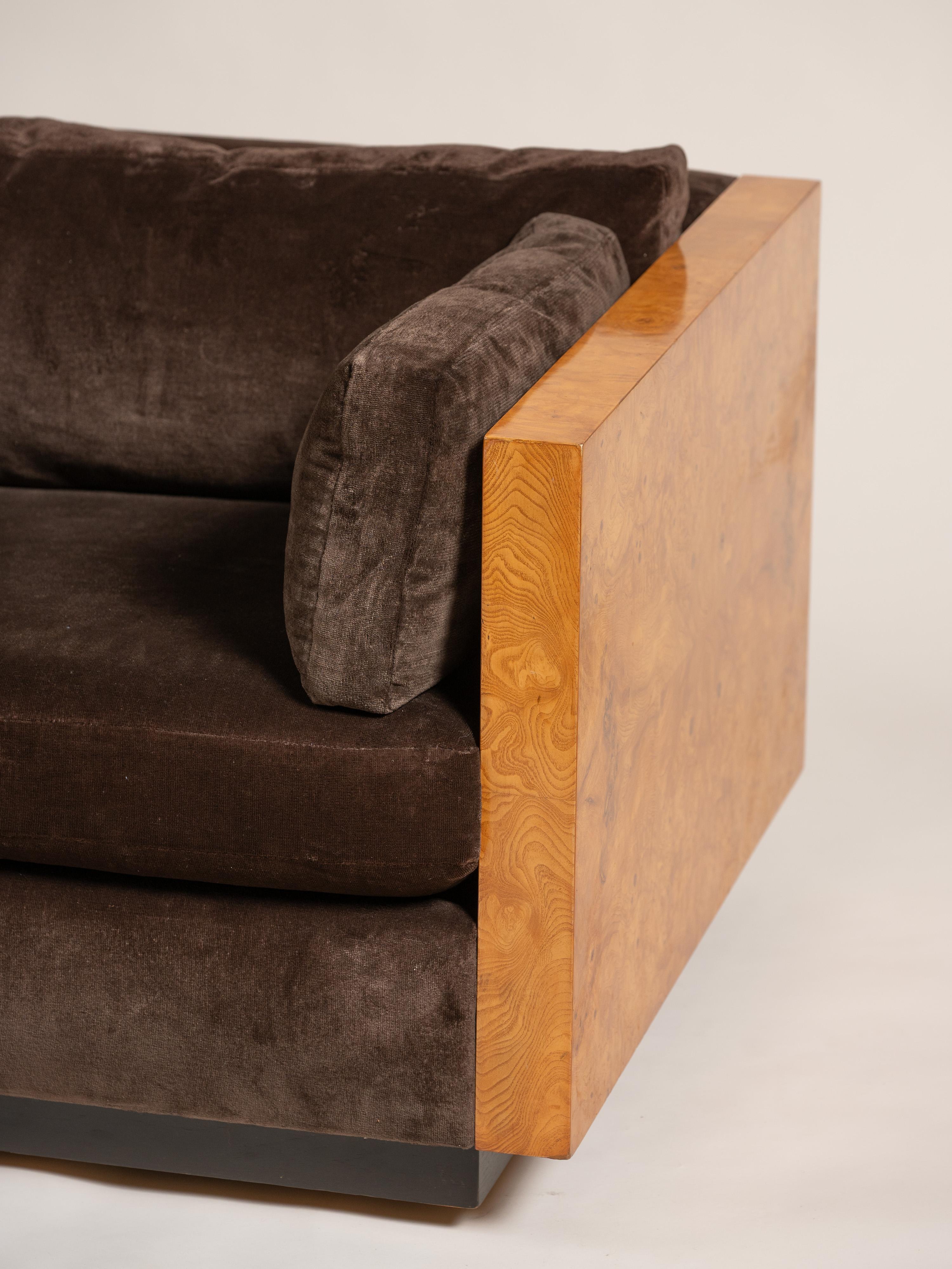 Causeuse en olivier taillé par Milo Baughman pour Thayer Coggin, États-Unis 2