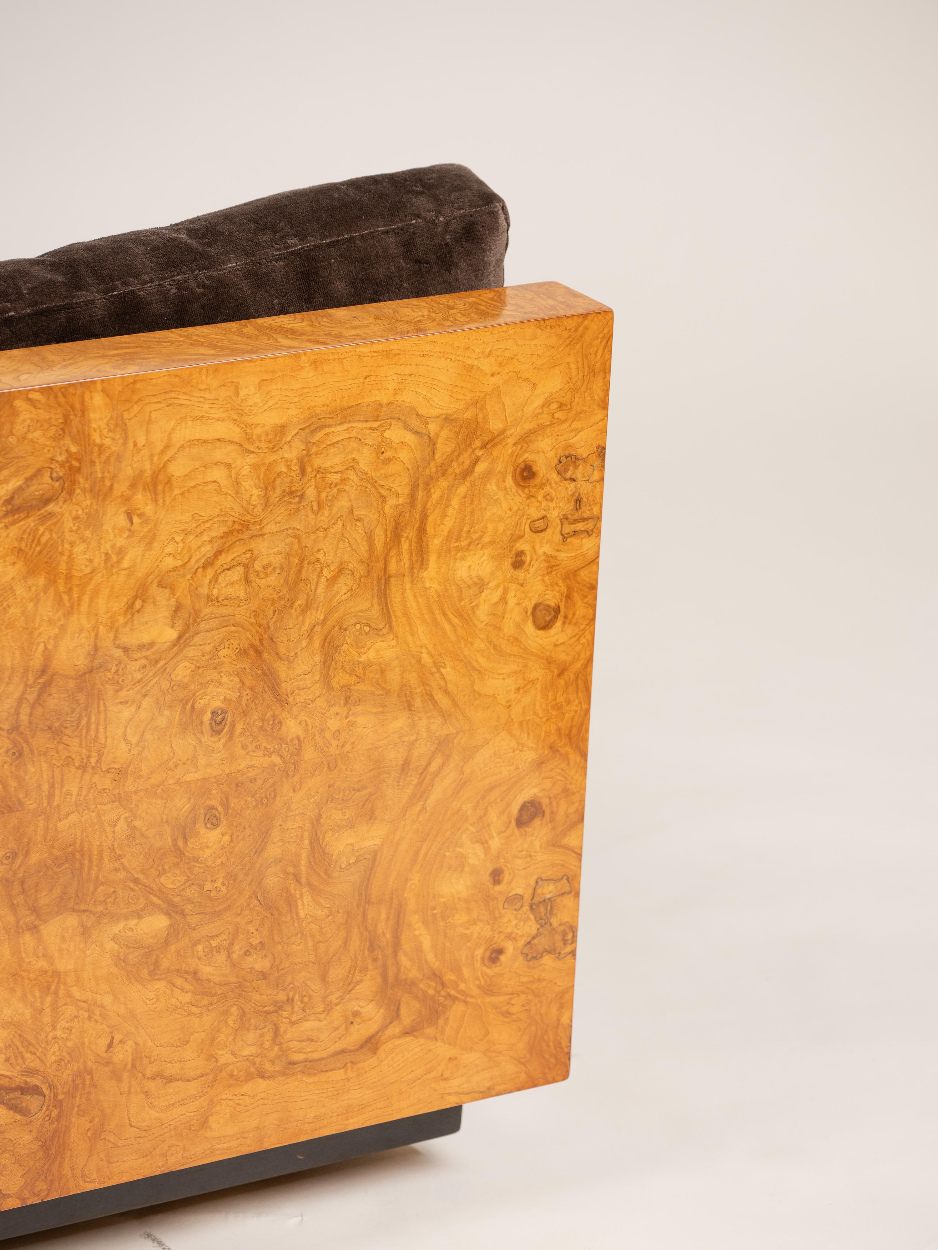 Causeuse en olivier taillé par Milo Baughman pour Thayer Coggin, États-Unis 3