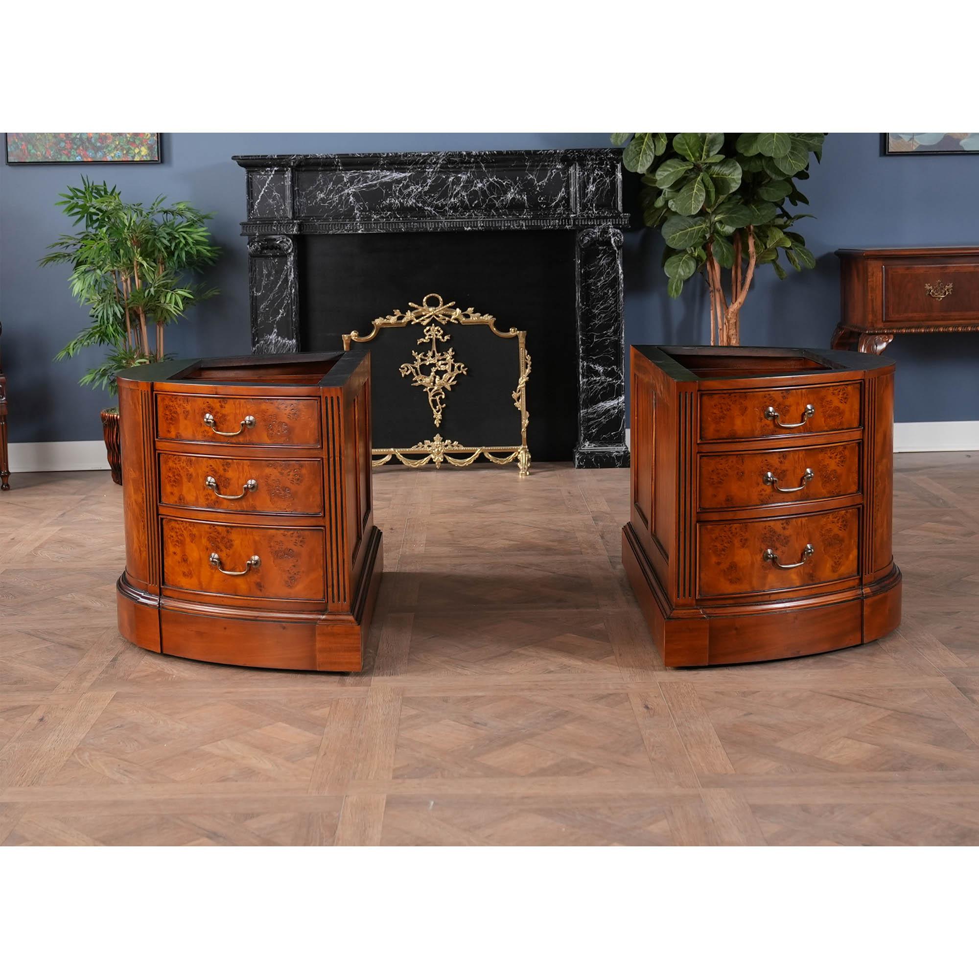 Burled Oval Partners Desk For Sale 4