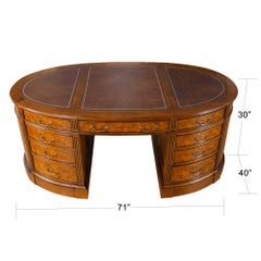 Burled Oval Partners Desk