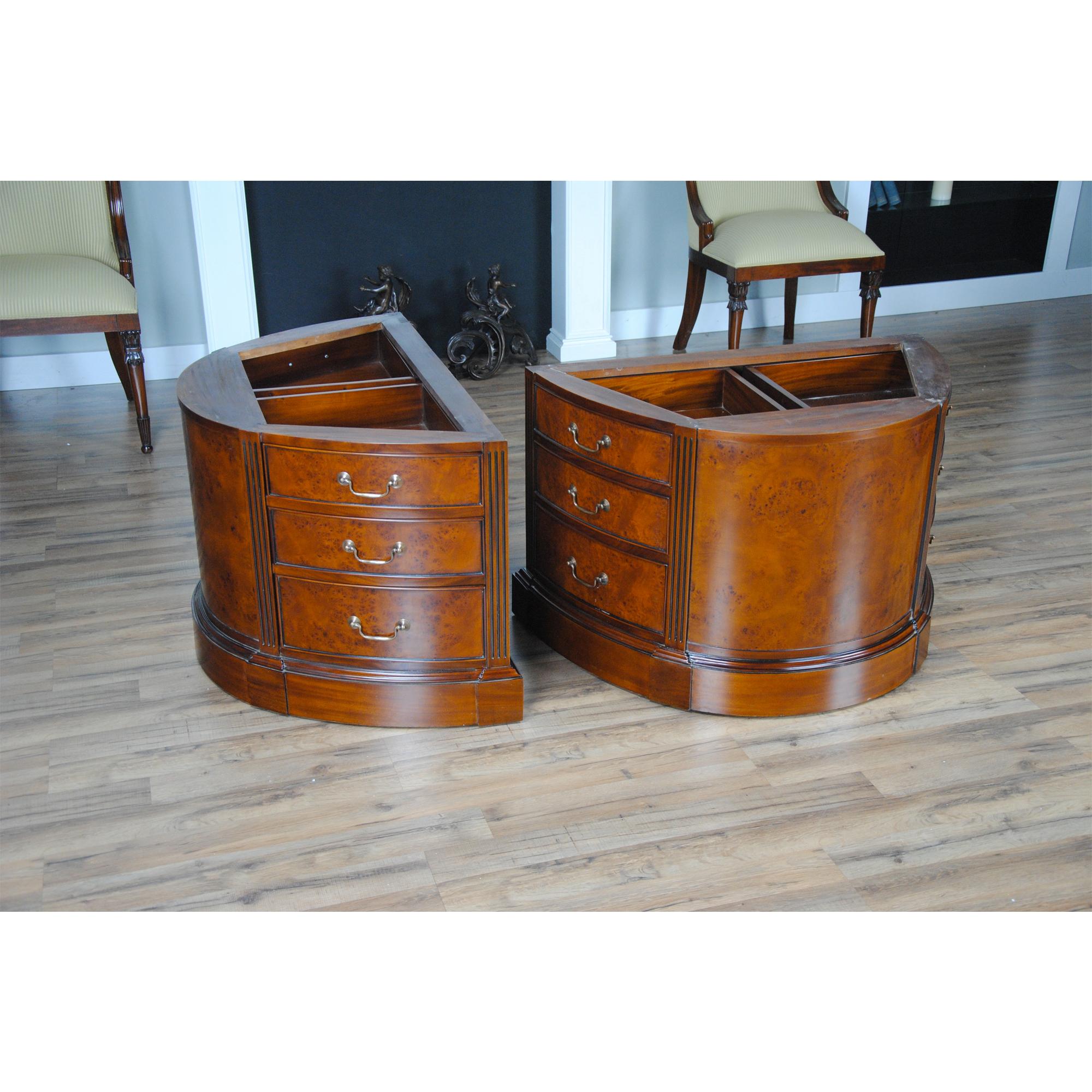 Hand-Carved Burled Oval Partners Desk For Sale