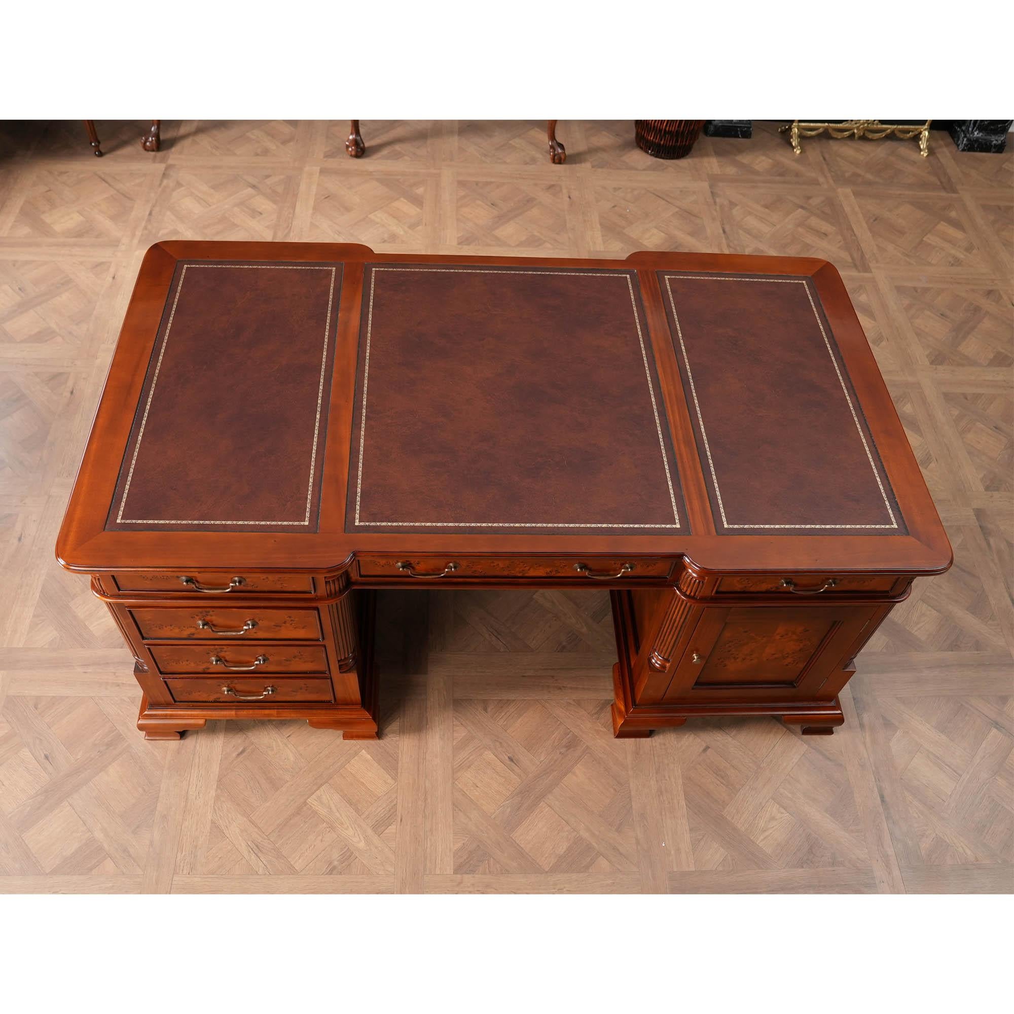 Contemporary Burled Partners Desk For Sale