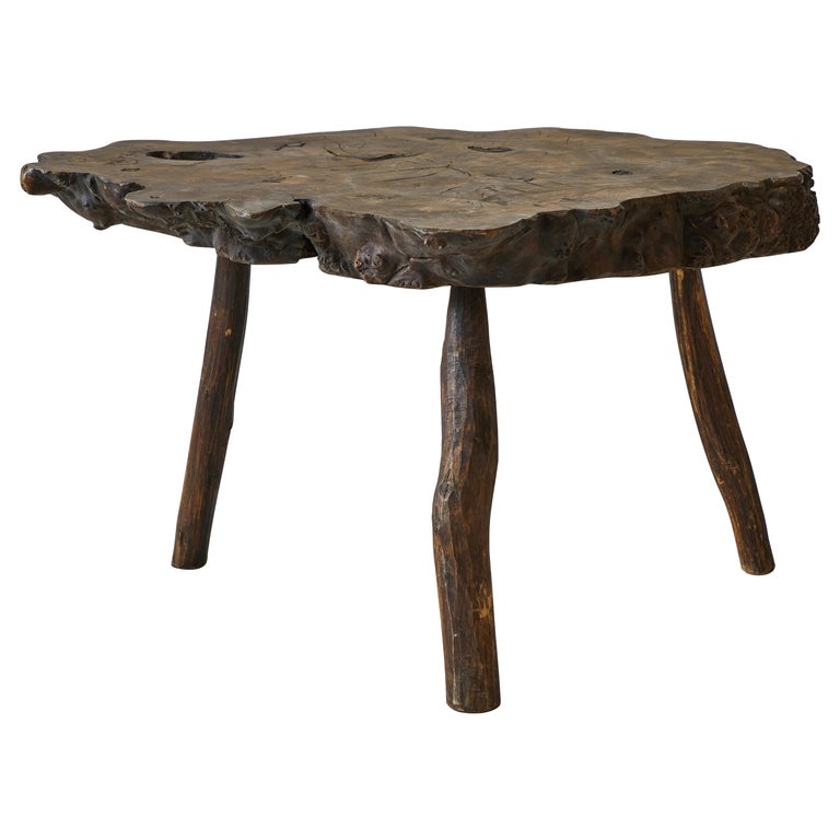 Burled Three-Legged Rustic Root Table at 1stDibs