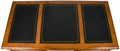 Burled Walnut Black Leather Top Executive Home Office Pedestal Desk
