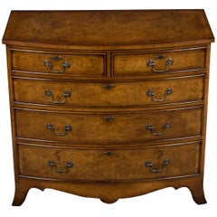 Burled Walnut Bow Front Chest of Drawers Dresser