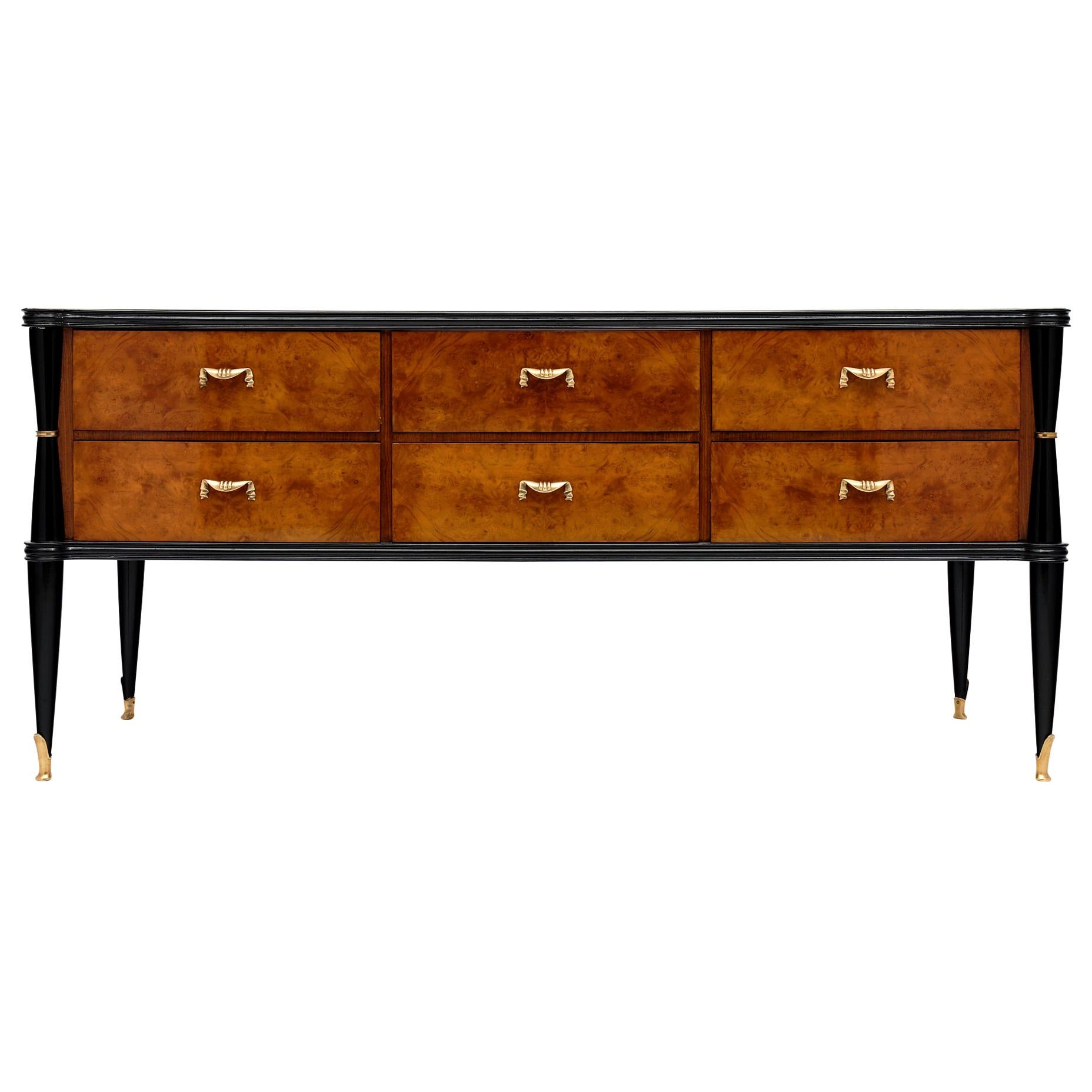 Burled Walnut Italian Chest of Drawers