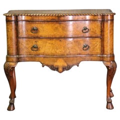 Antique Burled Walnut Small Size English Georgian Buffet Server Circa 1920